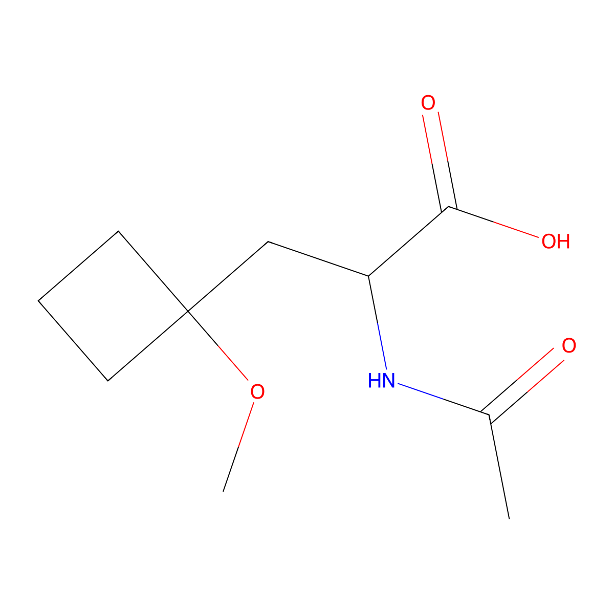 2-Acetamido-3-(1-methoxycyclobutyl)propanoic acid molecular structure, CAS 2680618-19-1