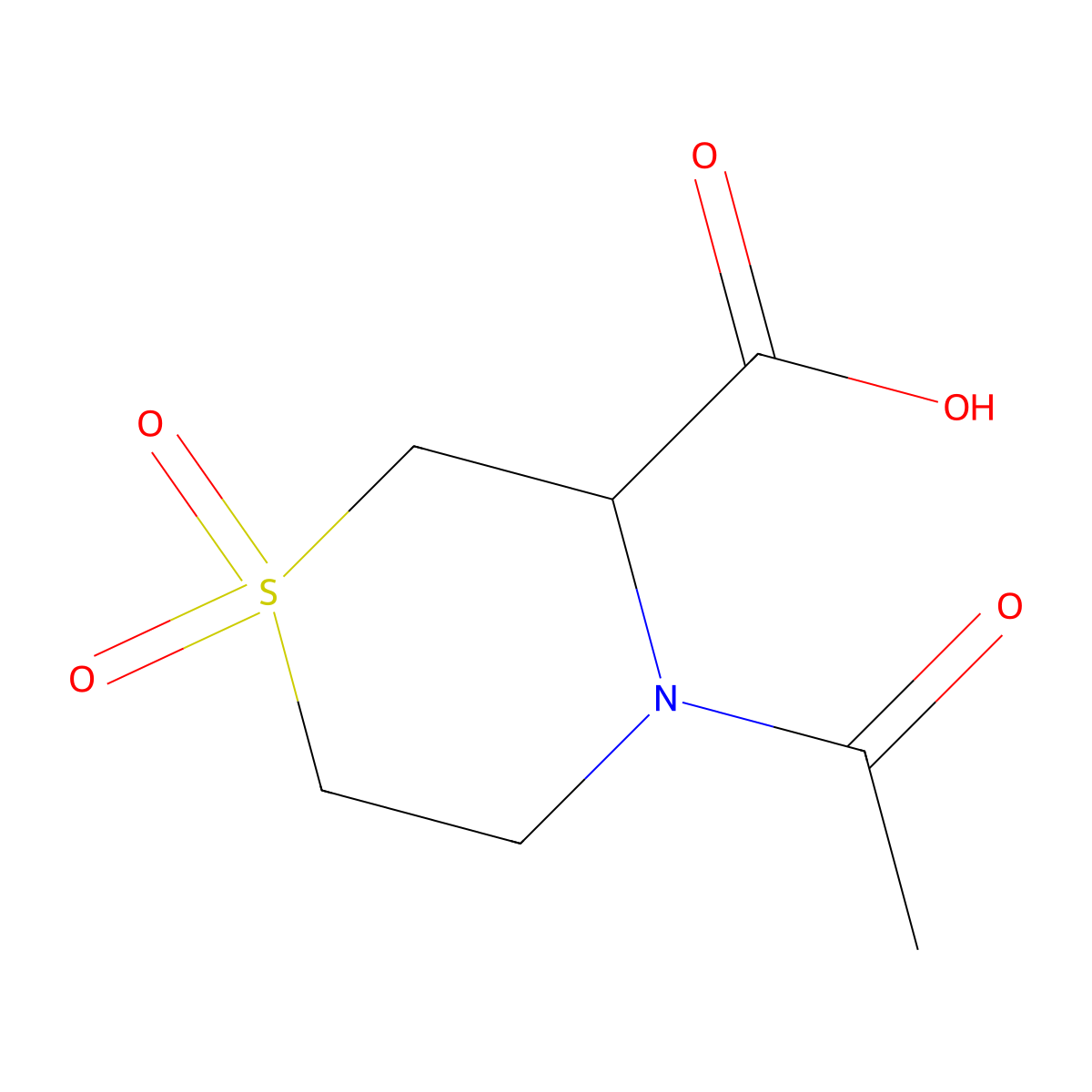 4-Acetyl-1,1-dioxo-1lambda6-thiomorpholine-3-carboxylic acid molecular structure, CAS 2680618-23-7