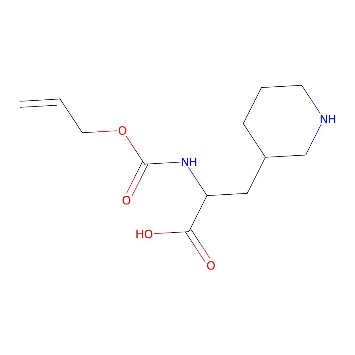3-(Piperidin-3-yl)-2-{[(prop-2-en-1-yloxy)carbonyl]amino}propanoic acid molecular structure, CAS 2680618-26-0
