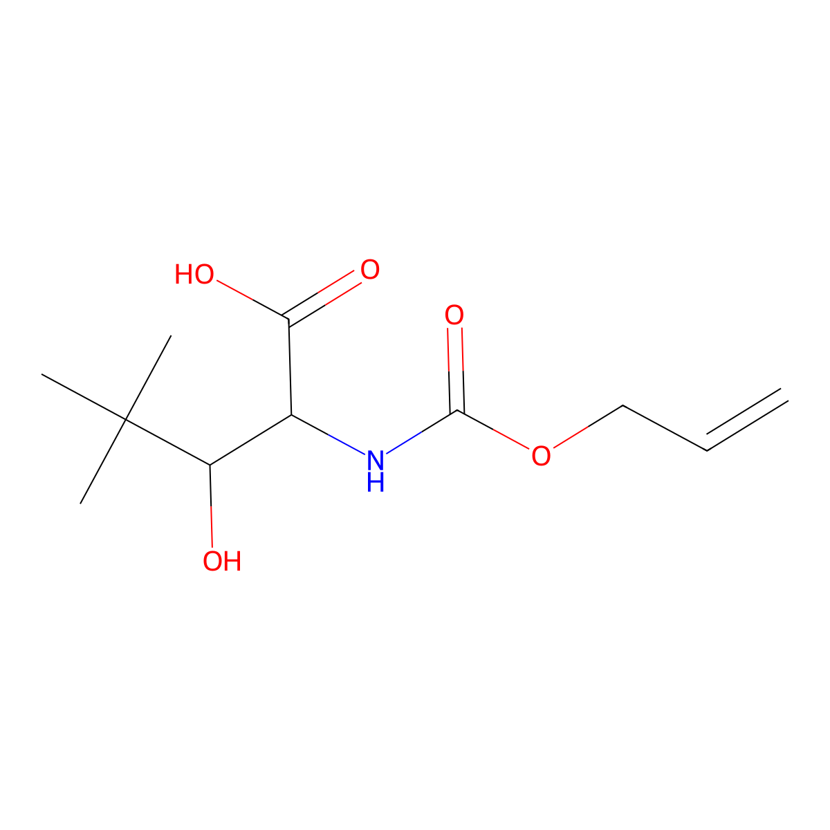 3-Hydroxy-4,4-dimethyl-2-{[(prop-2-en-1-yloxy)carbonyl]amino}pentanoic acid molecular structure, CAS 2680618-28-2