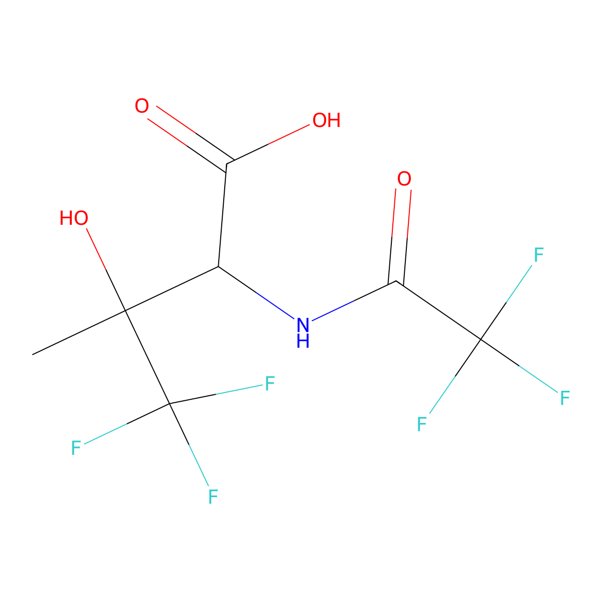 4,4,4-Trifluoro-3-hydroxy-3-methyl-2-(2,2,2-trifluoroacetamido)butanoic acid molecular structure, CAS 2680618-30-6