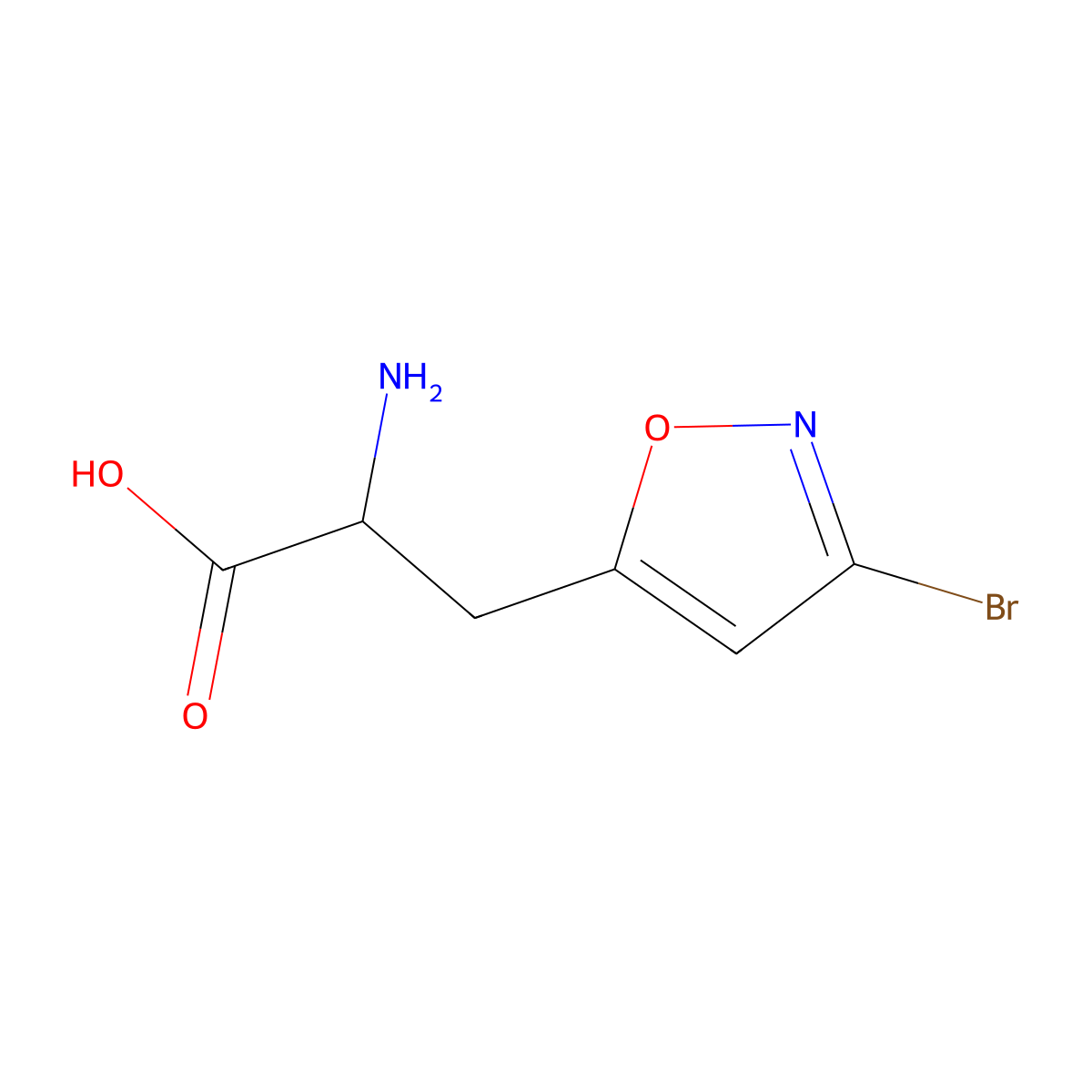 2-Amino-3-(3-bromo-1,2-oxazol-5-yl)propanoic acid molecular structure, CAS 2680618-39-5