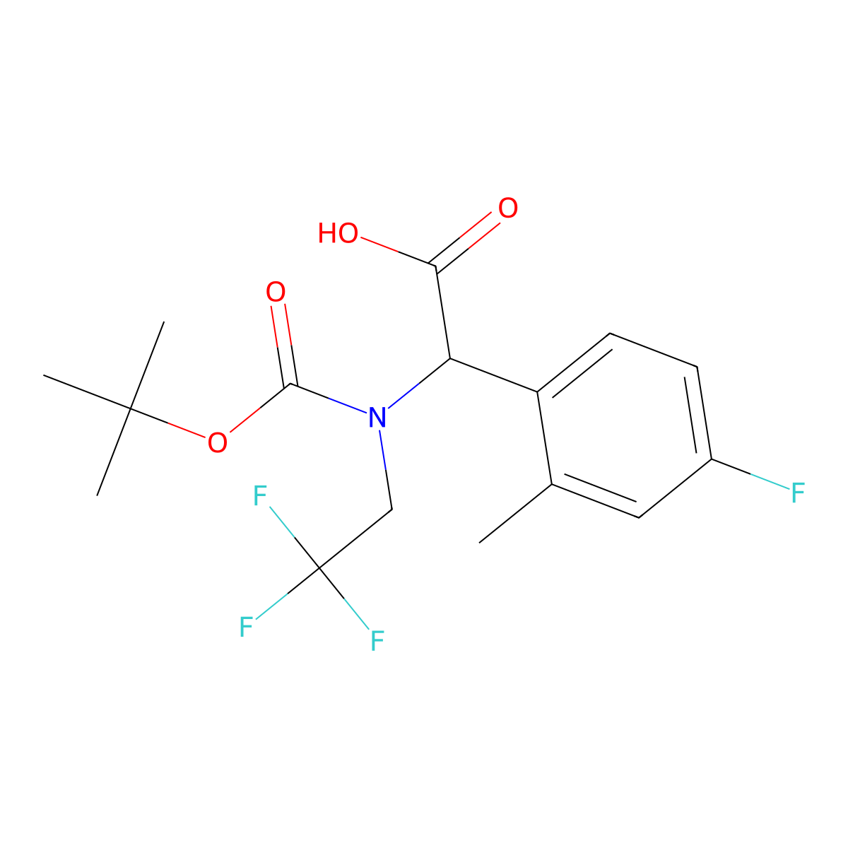 2-{[(Tert-butoxy)carbonyl](2,2,2-trifluoroethyl)amino}-2-(4-fluoro-2-methylphenyl)acetic acid molecular structure, CAS 2680618-44-2