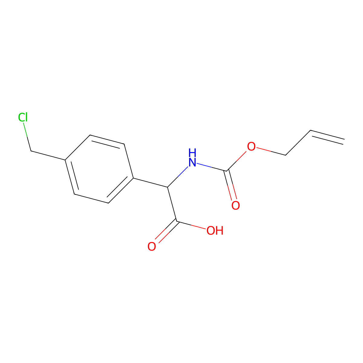 2-[4-(Chloromethyl)phenyl]-2-{[(prop-2-en-1-yloxy)carbonyl]amino}acetic acid molecular structure, CAS 2680618-47-5