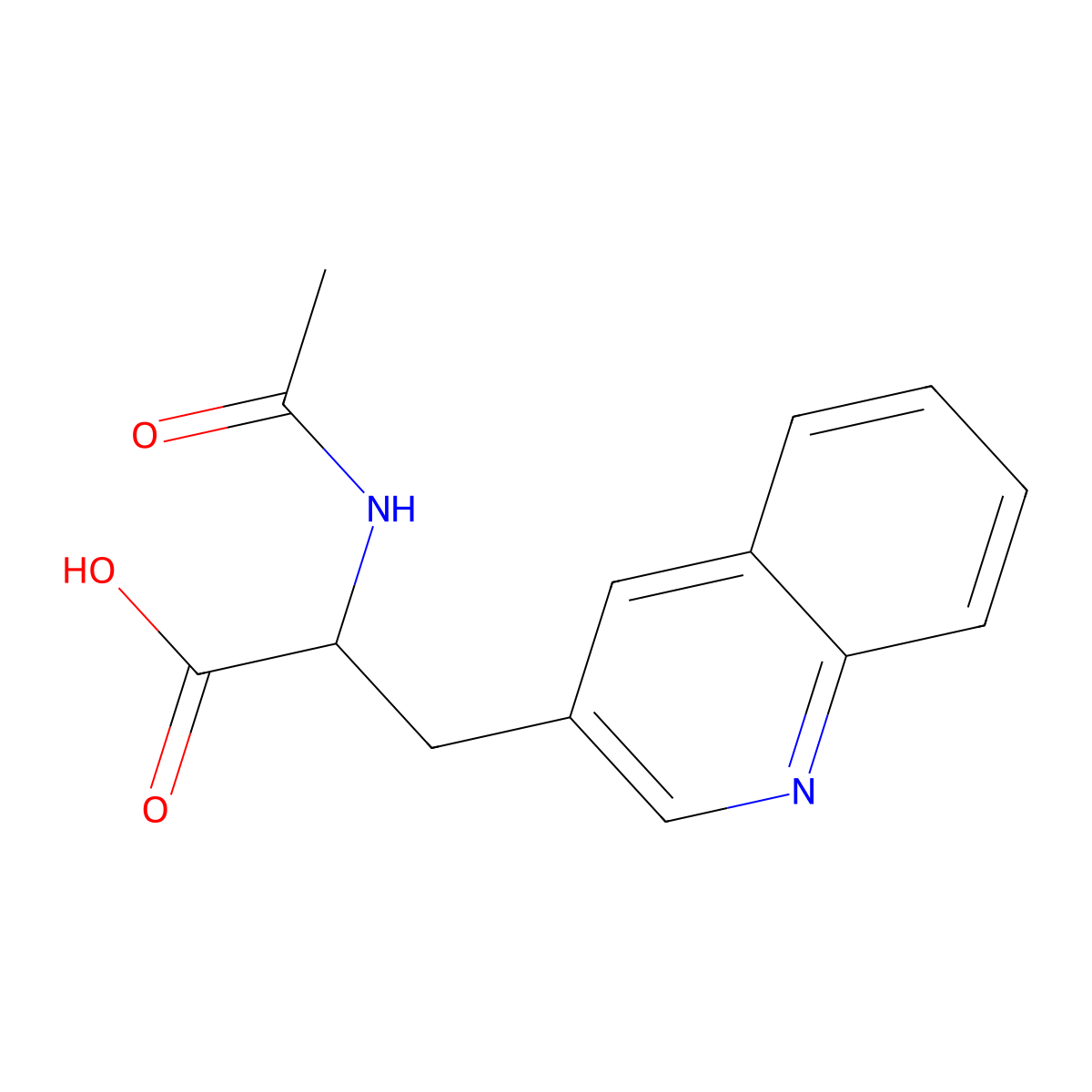 2-Acetamido-3-(quinolin-3-yl)propanoic acid molecular structure, CAS 2680618-52-2