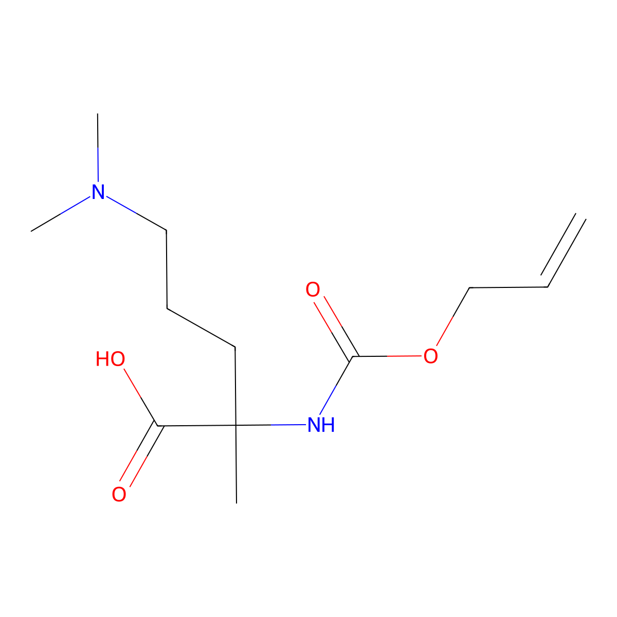 5-(Dimethylamino)-2-methyl-2-{[(prop-2-en-1-yloxy)carbonyl]amino}pentanoic acid molecular structure, CAS 2680618-59-9