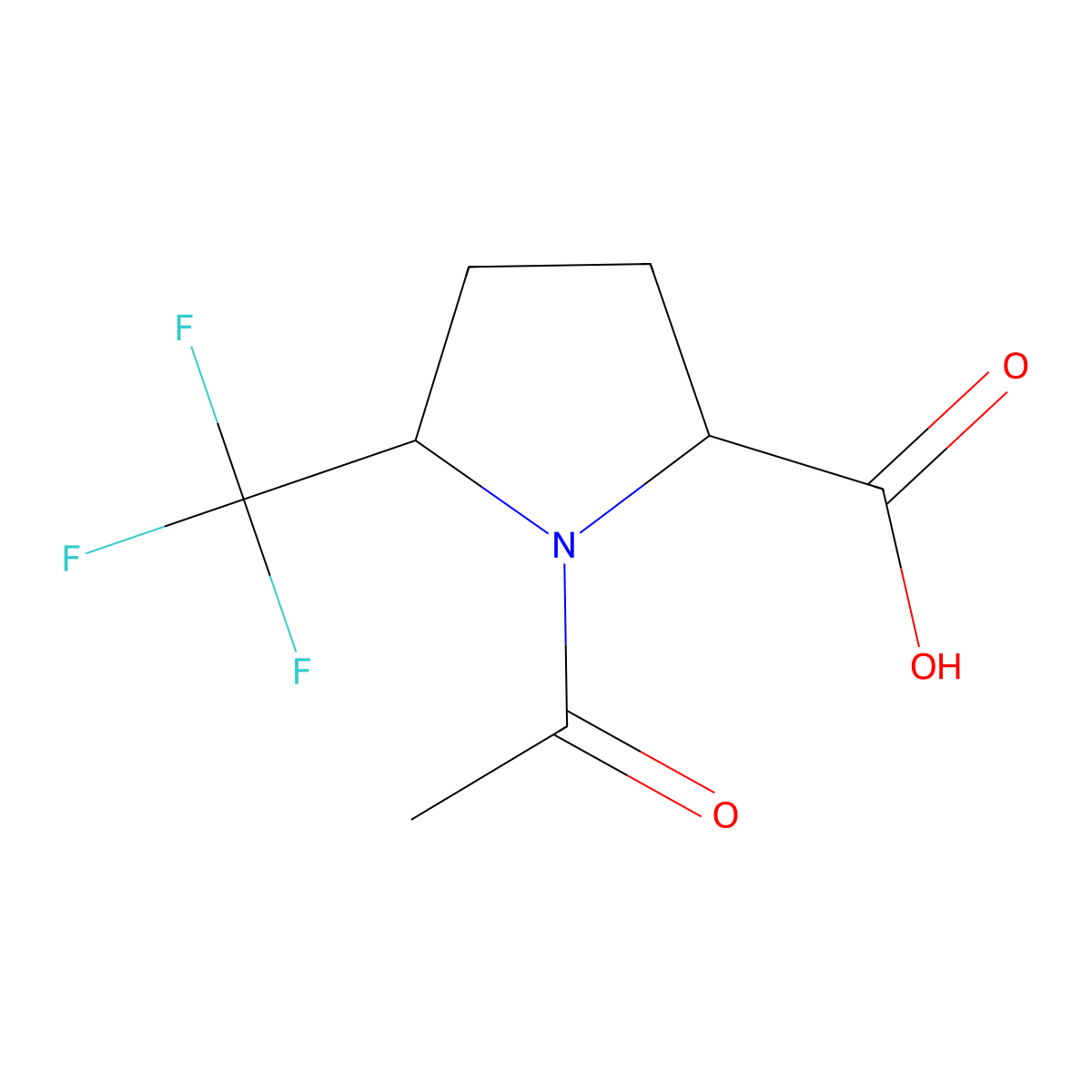 1-Acetyl-5-(trifluoromethyl)pyrrolidine-2-carboxylic acid molecular structure, CAS 2680618-60-2