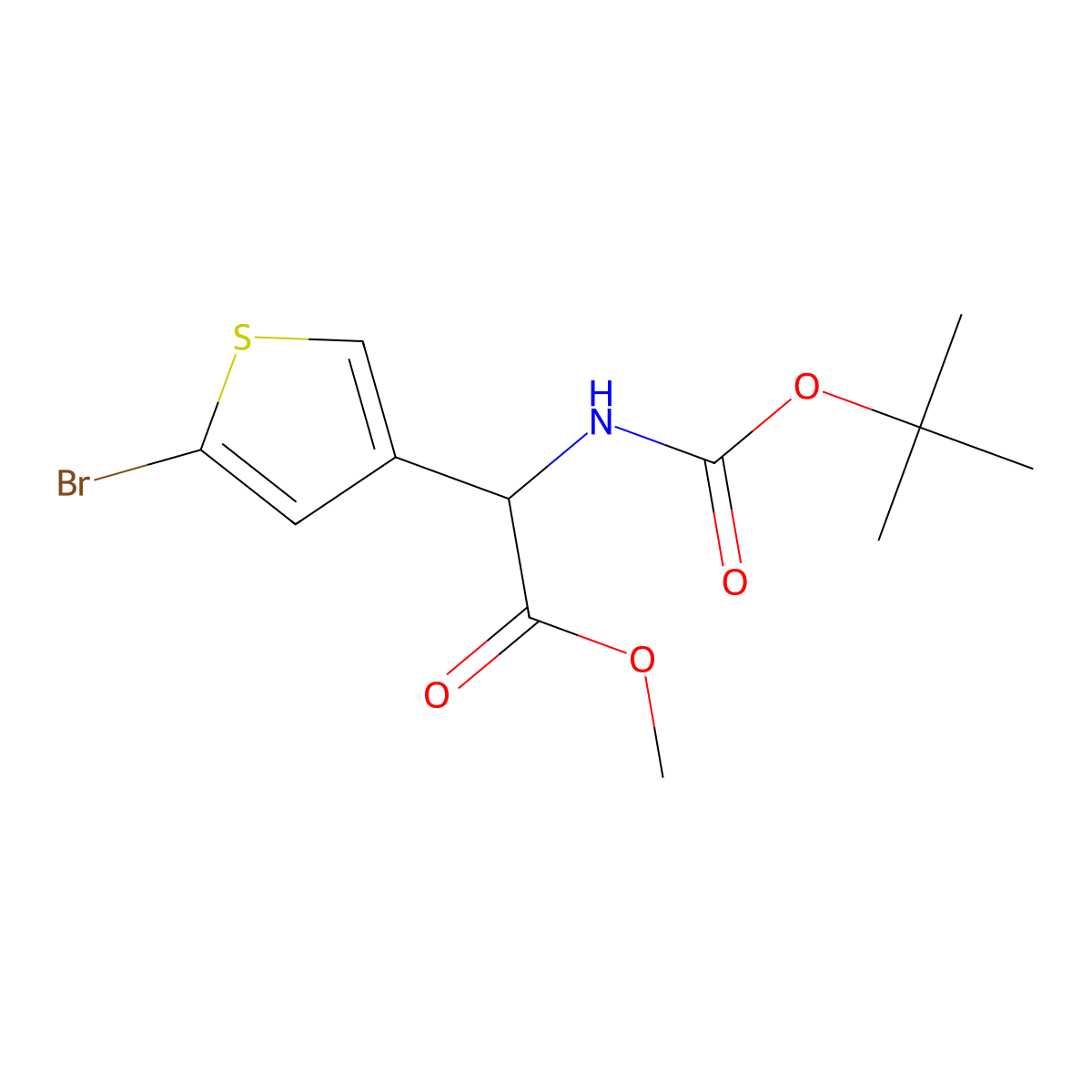 Methyl 2-(5-bromothiophen-3-yl)-2-{[(tert-butoxy)carbonyl]amino}acetate molecular structure, CAS 2680618-61-3