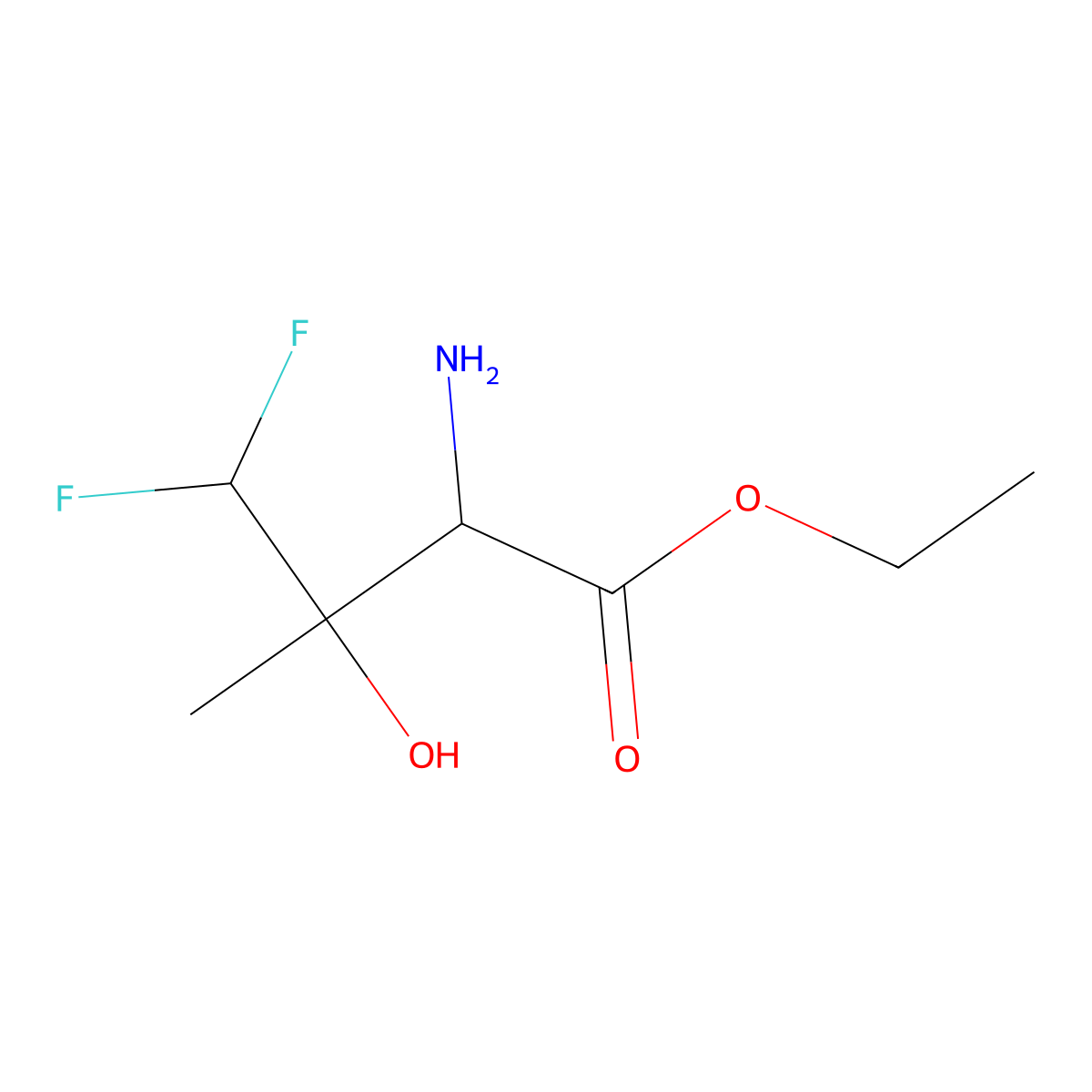 Ethyl 2-amino-4,4-difluoro-3-hydroxy-3-methylbutanoate molecular structure, CAS 2680618-66-8