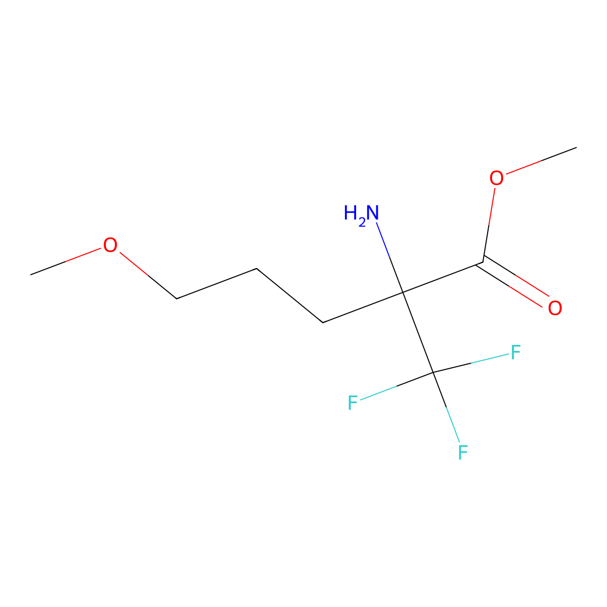 Methyl 2-amino-5-methoxy-2-(trifluoromethyl)pentanoate molecular structure, CAS 2680618-67-9