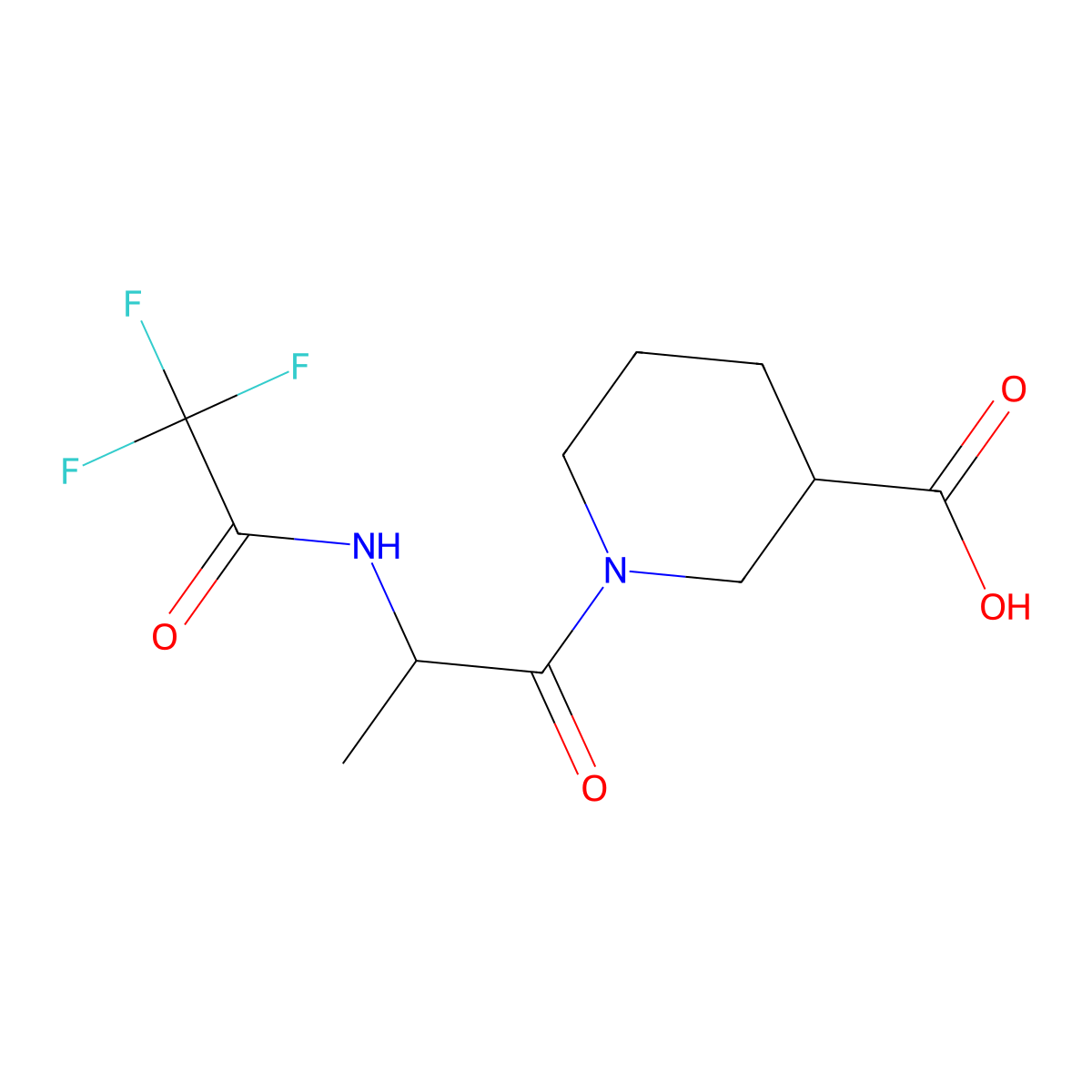 1-[2-(2,2,2-Trifluoroacetamido)propanoyl]piperidine-3-carboxylic acid molecular structure, CAS 2680618-68-0