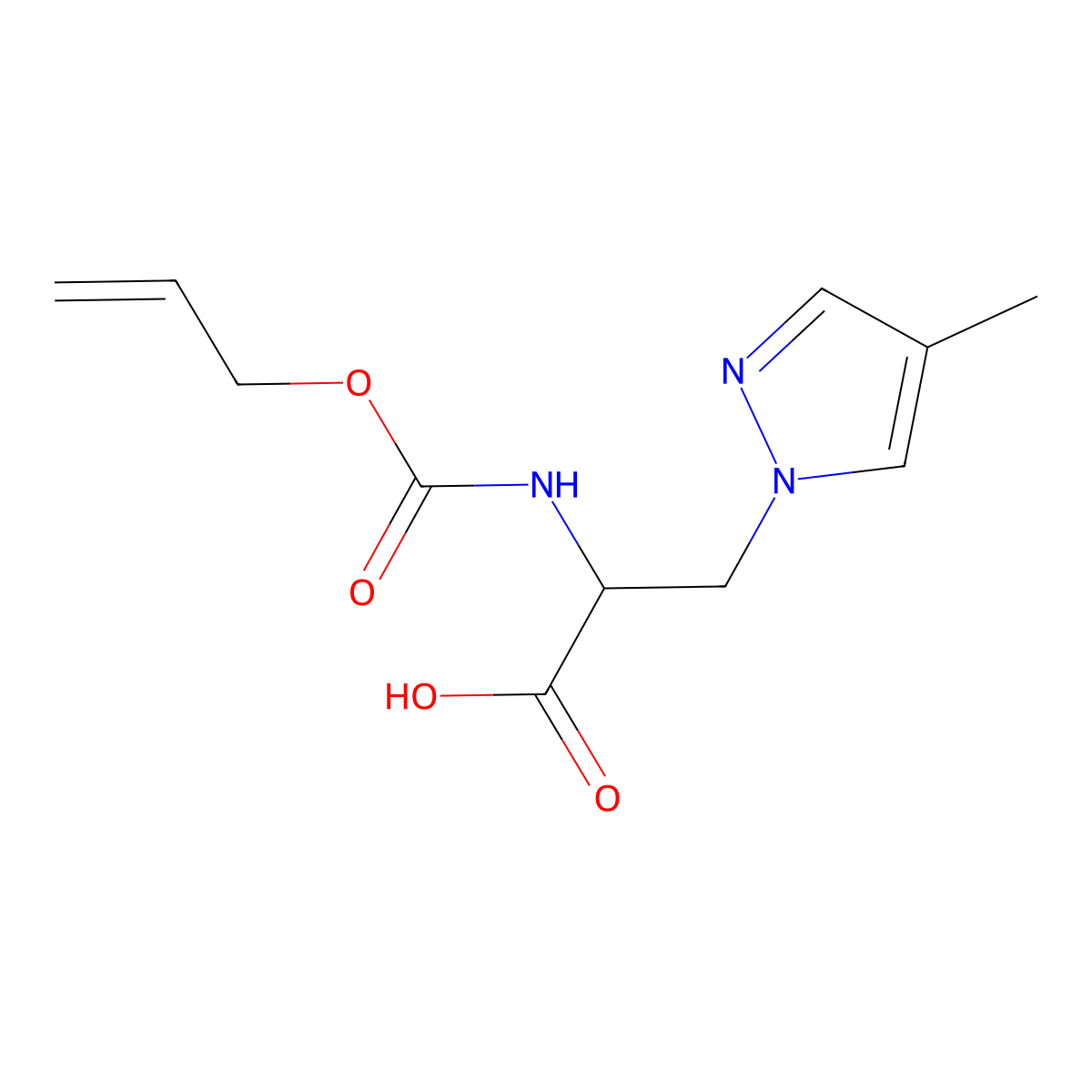 3-(4-methyl-1H-pyrazol-1-yl)-2-{[(prop-2-en-1-yloxy)carbonyl]amino}propanoic acid molecular structure, CAS 2680618-71-5