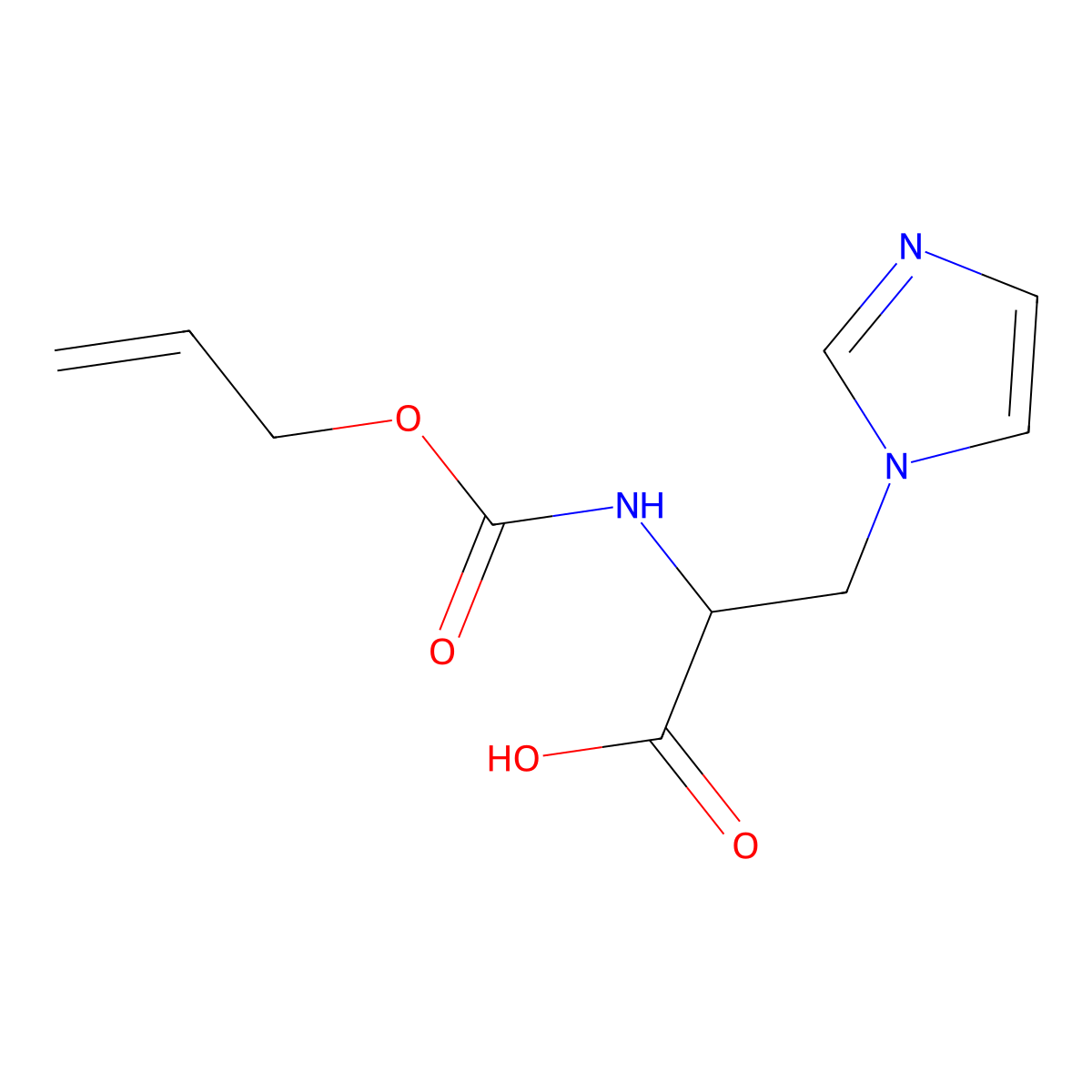 3-(1H-imidazol-1-yl)-2-{[(prop-2-en-1-yloxy)carbonyl]amino}propanoic acid molecular structure, CAS 2680618-79-3
