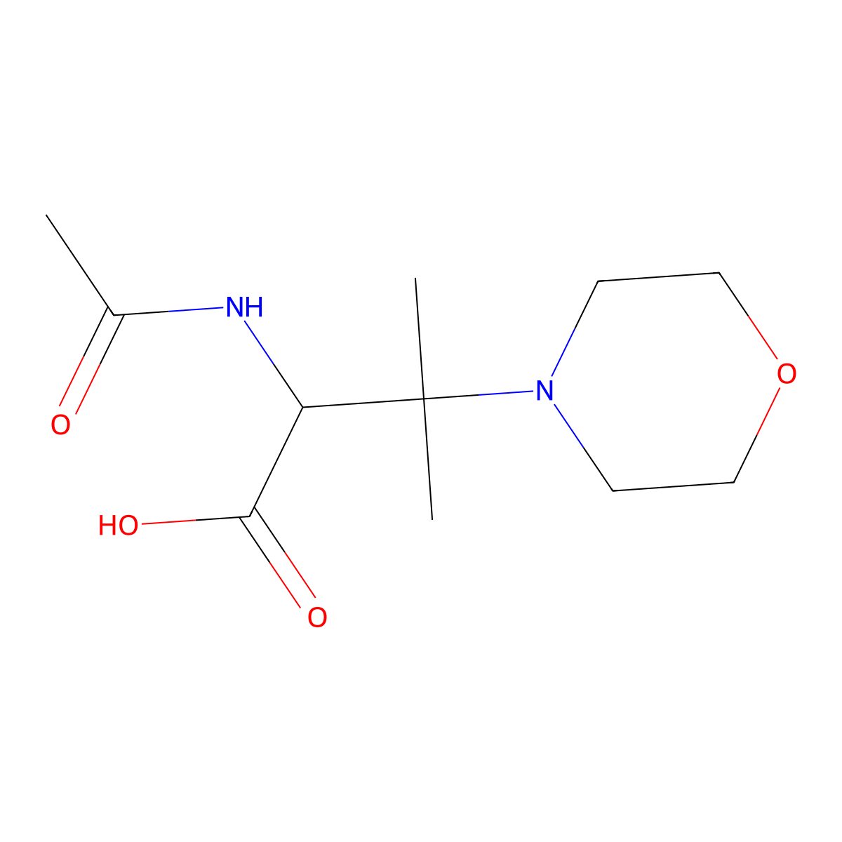 2-Acetamido-3-methyl-3-(morpholin-4-yl)butanoic acid molecular structure, CAS 2680618-83-9