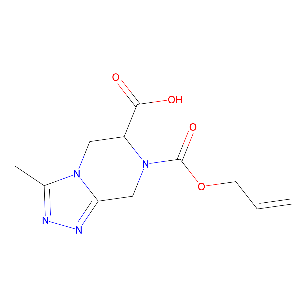 3-methyl-7-[(prop-2-en-1-yloxy)carbonyl]-5H,6H,7H,8H-[1,2,4]triazolo[4,3-a]pyrazine-6-carboxylic acid molecular structure, CAS 2680618-87-3