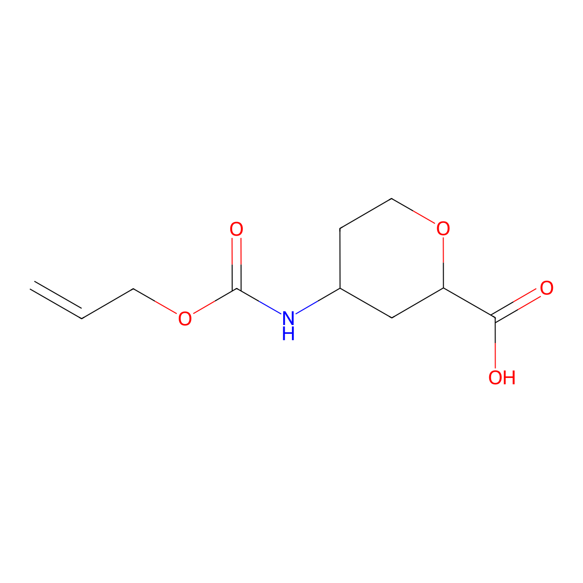 4-{[(Prop-2-en-1-yloxy)carbonyl]amino}oxane-2-carboxylic acid molecular structure, CAS 2680618-88-4