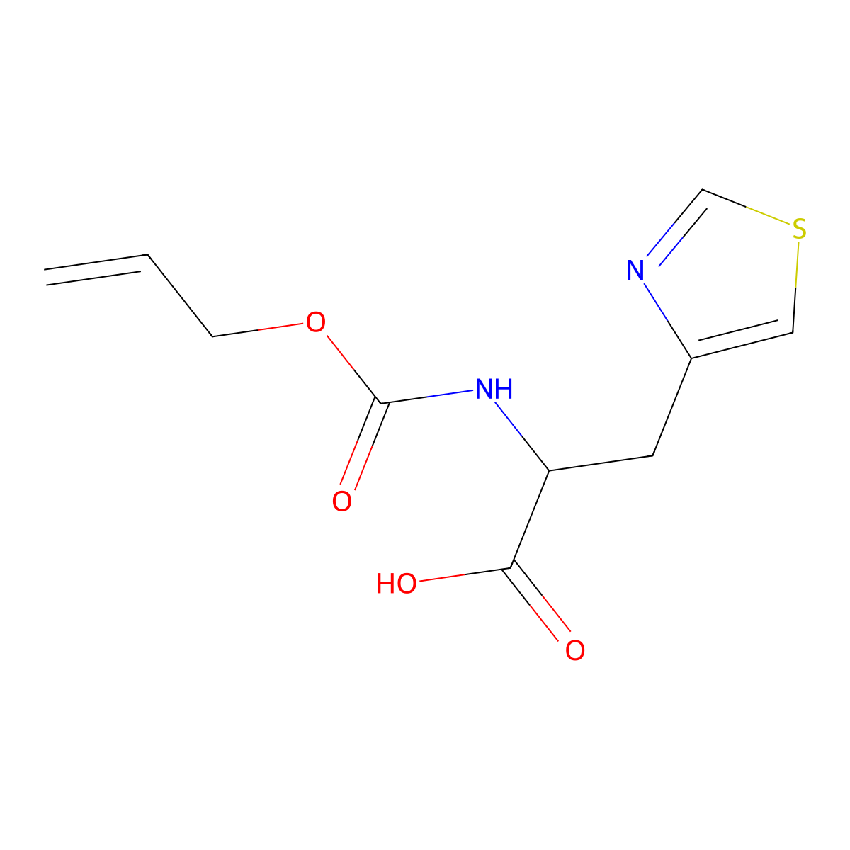 2-{[(Prop-2-en-1-yloxy)carbonyl]amino}-3-(1,3-thiazol-4-yl)propanoic acid molecular structure, CAS 2680618-89-5