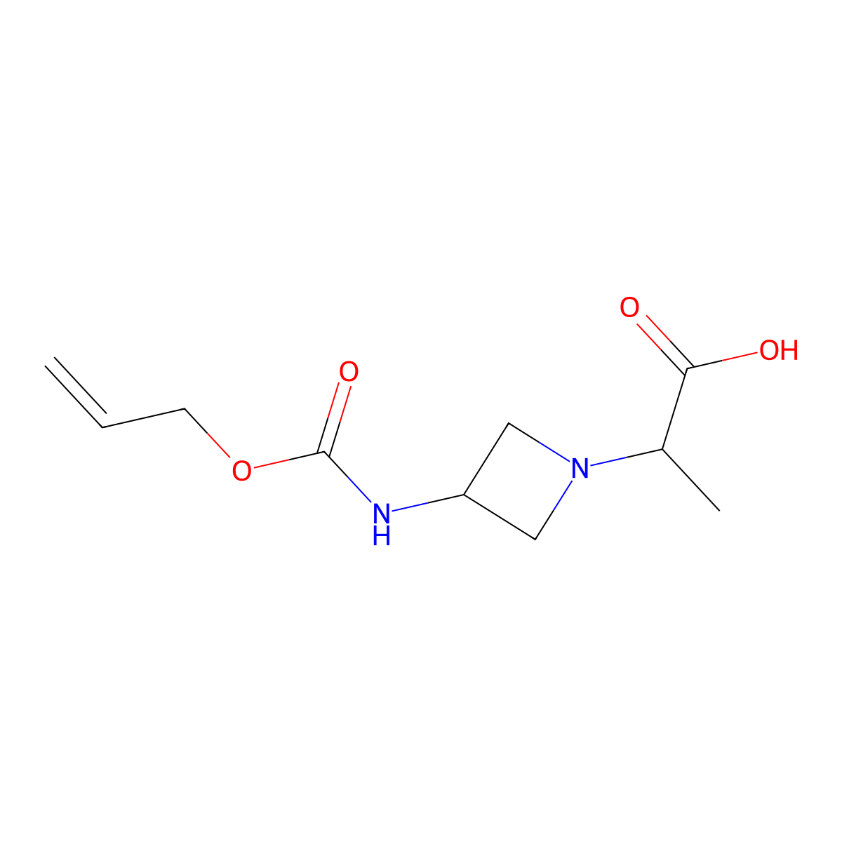 2-(3-{[(Prop-2-en-1-yloxy)carbonyl]amino}azetidin-1-yl)propanoic acid molecular structure, CAS 2680618-91-9