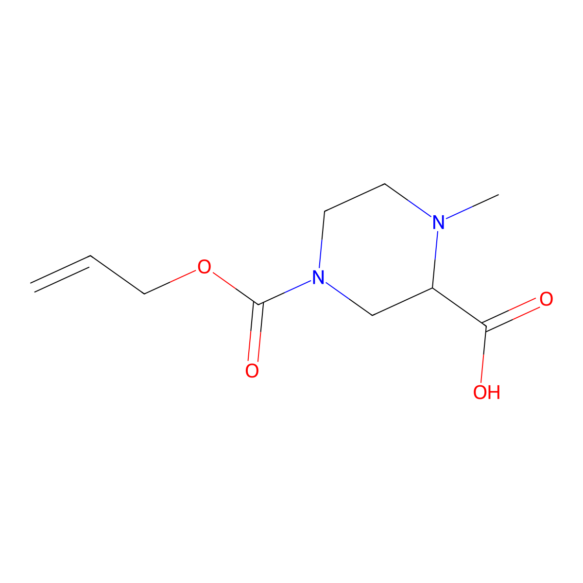 1-Methyl-4-[(prop-2-en-1-yloxy)carbonyl]piperazine-2-carboxylic acid molecular structure, CAS 2680618-96-4