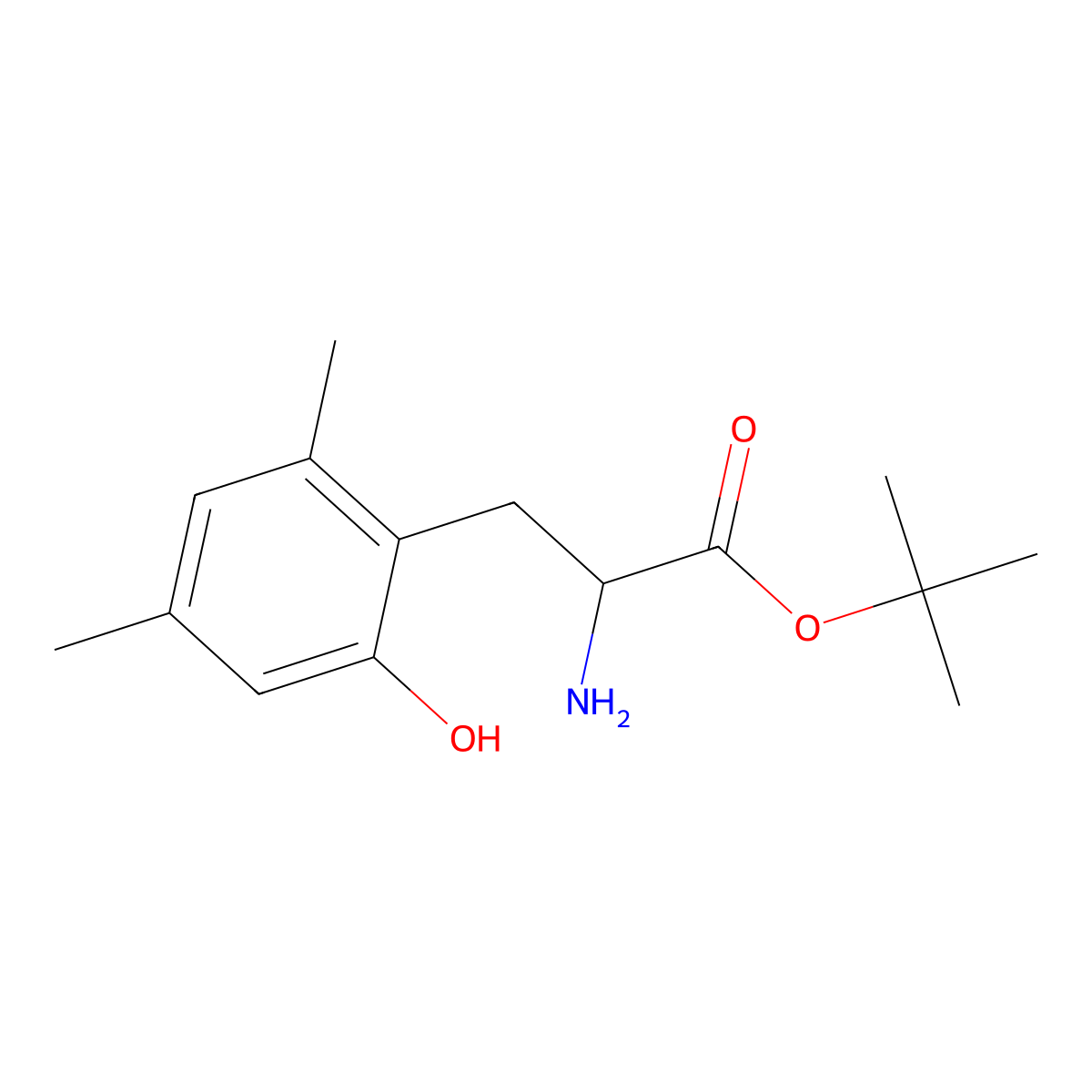 Tert-butyl 2-amino-3-(2-hydroxy-4,6-dimethylphenyl)propanoate molecular structure, CAS 2680619-01-4