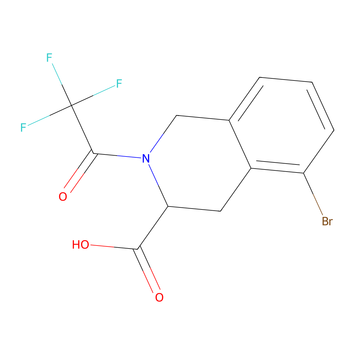 5-Bromo-2-(2,2,2-trifluoroacetyl)-1,2,3,4-tetrahydroisoquinoline-3-carboxylic acid molecular structure, CAS 2680619-15-0