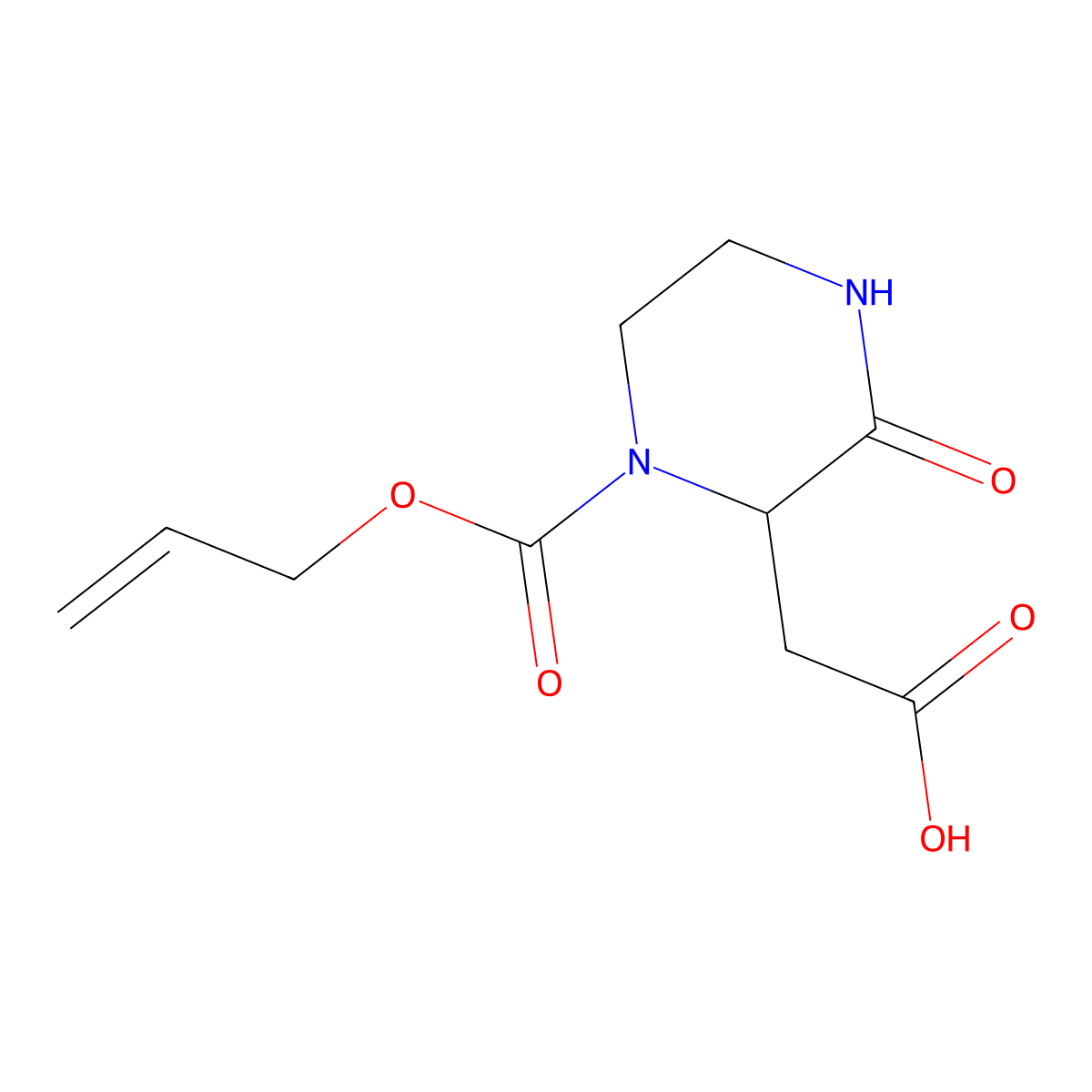 2-{3-Oxo-1-[(prop-2-en-1-yloxy)carbonyl]piperazin-2-yl}acetic acid molecular structure, CAS 2680619-18-3