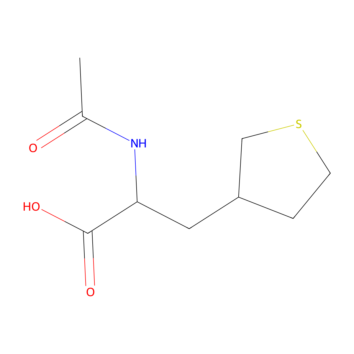 2-Acetamido-3-(thiolan-3-yl)propanoic acid molecular structure, CAS 2680619-20-7