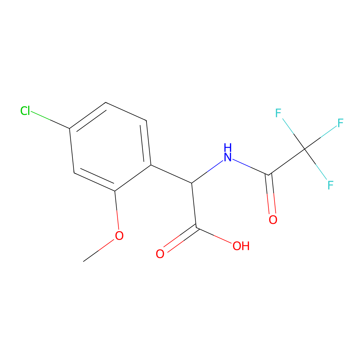 2-(4-Chloro-2-methoxyphenyl)-2-(2,2,2-trifluoroacetamido)acetic acid molecular structure, CAS 2680619-21-8