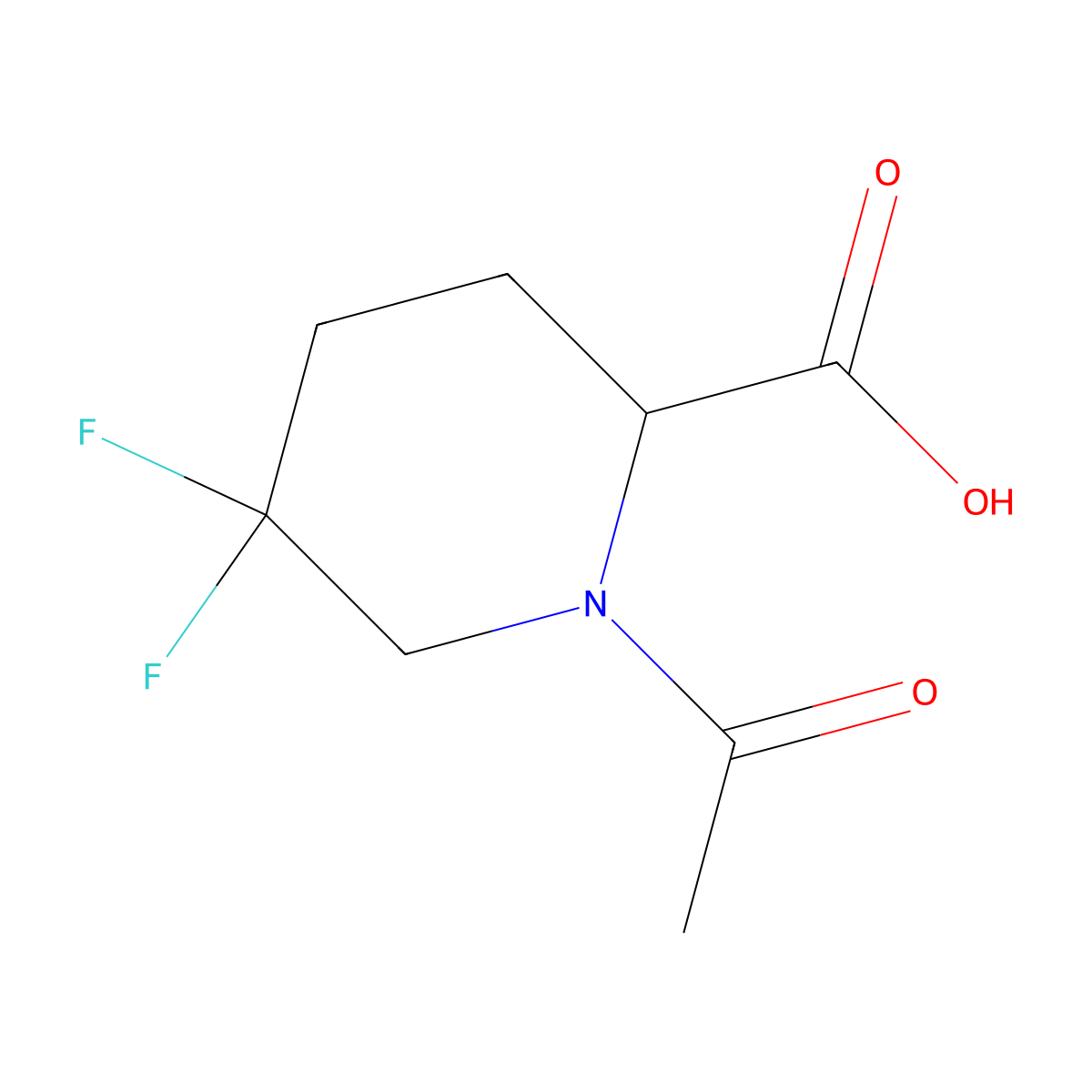 1-Acetyl-5,5-difluoropiperidine-2-carboxylic acid molecular structure, CAS 2680619-23-0