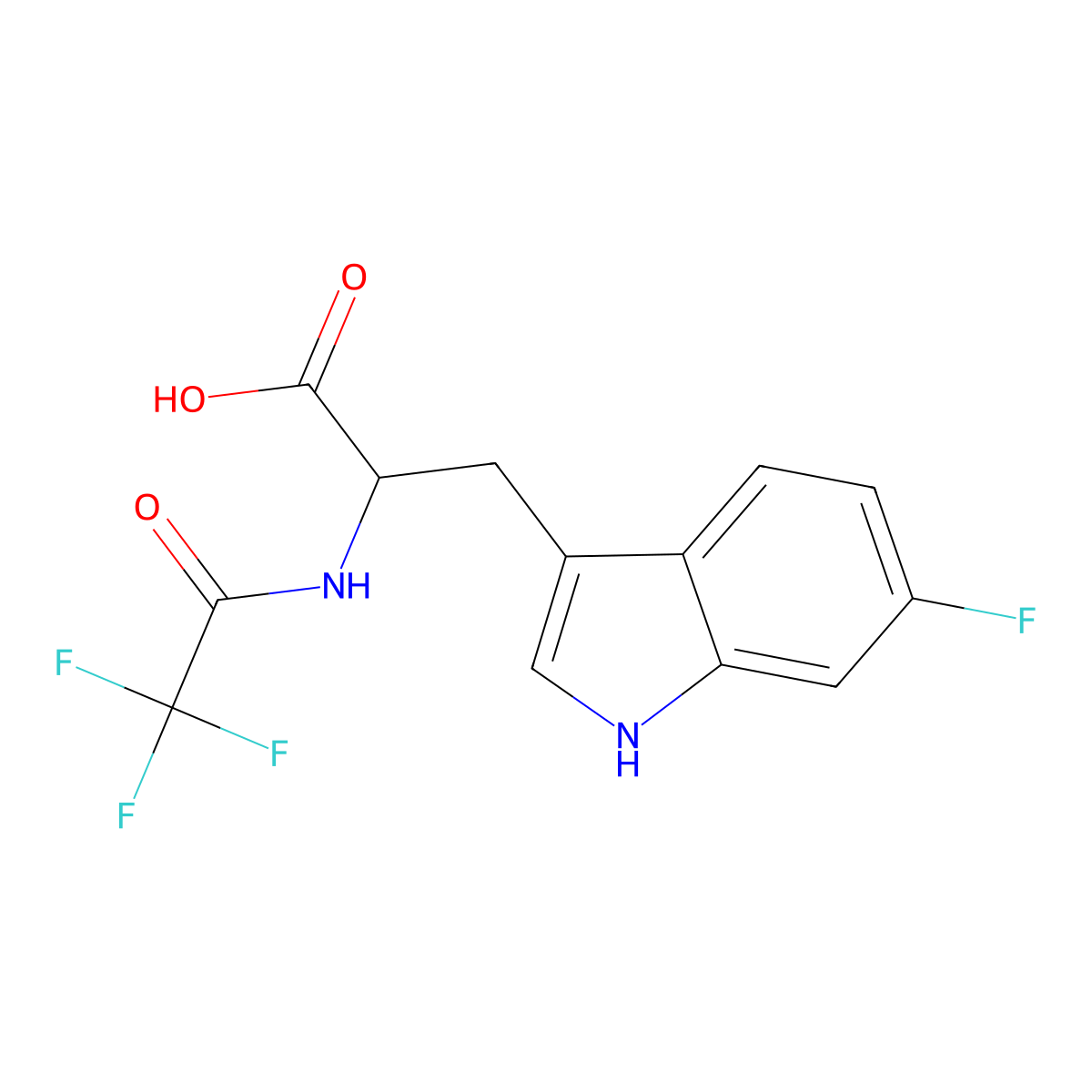 3-(6-fluoro-1H-indol-3-yl)-2-(2,2,2-trifluoroacetamido)propanoic acid molecular structure, CAS 2680619-24-1