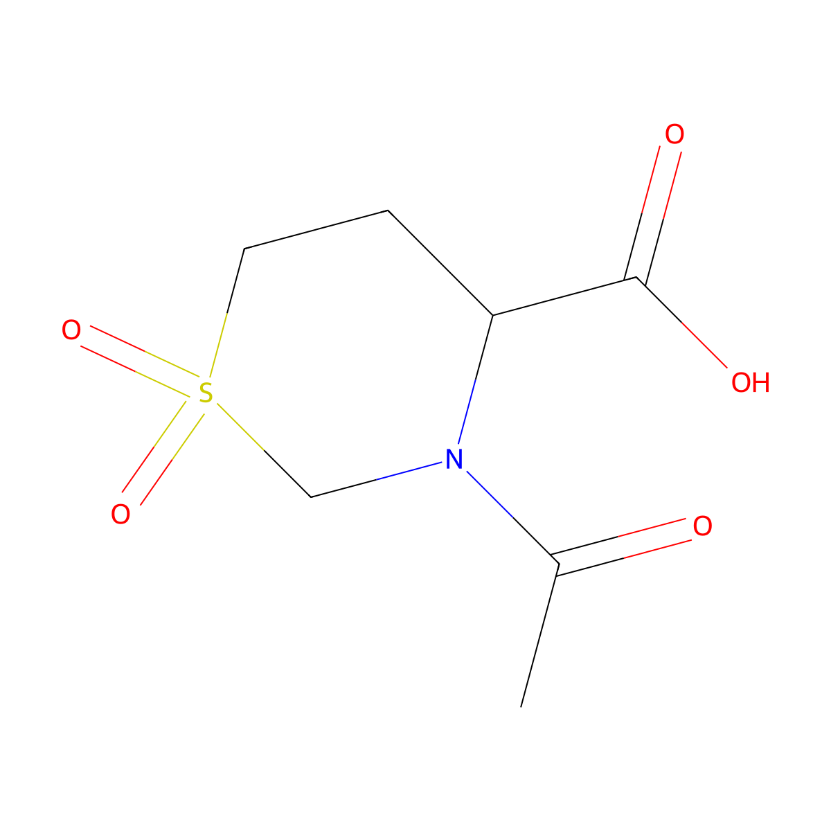3-Acetyl-1,1-dioxo-1lambda6,3-thiazinane-4-carboxylic acid molecular structure, CAS 2680619-25-2