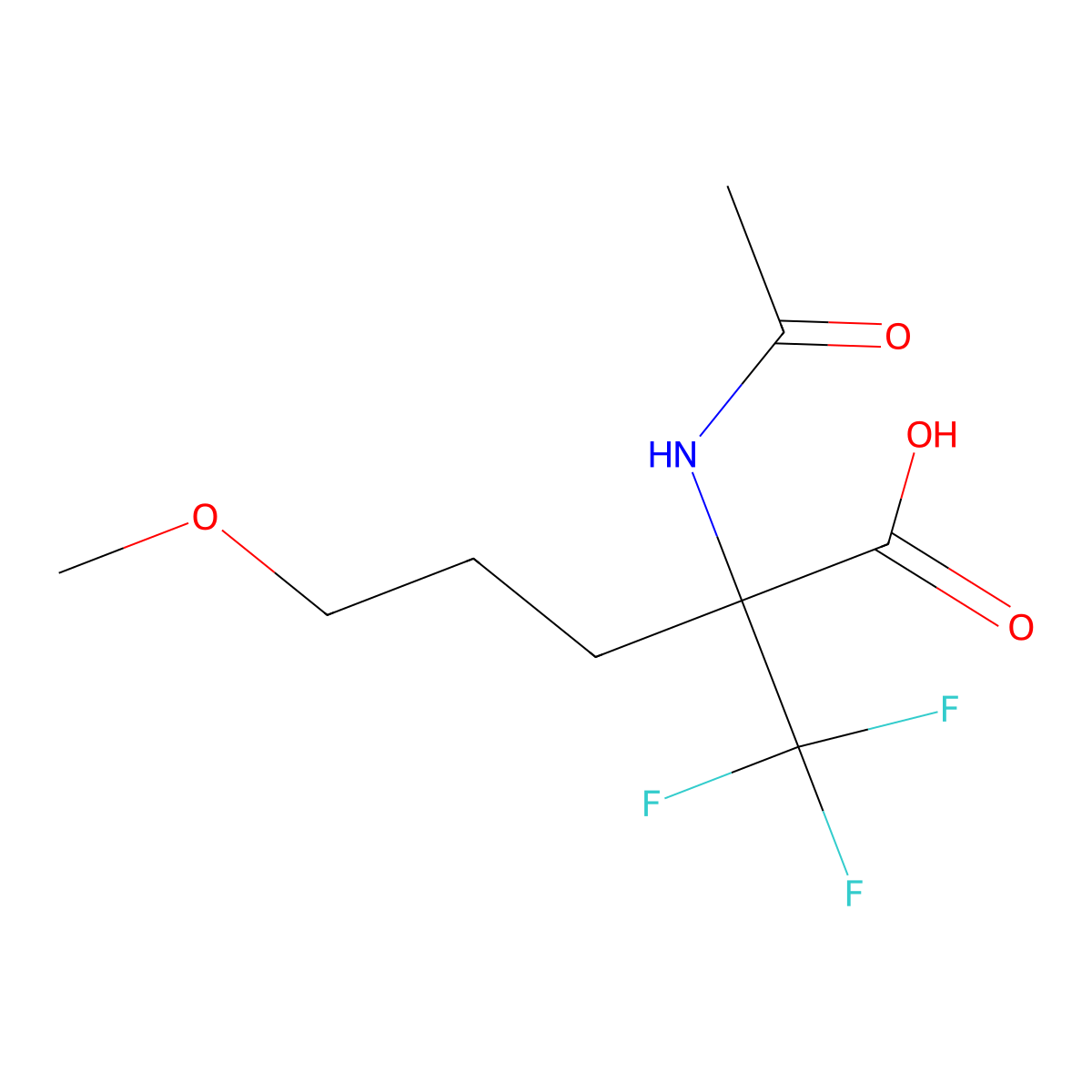 2-Acetamido-5-methoxy-2-(trifluoromethyl)pentanoic acid molecular structure, CAS 2680619-27-4