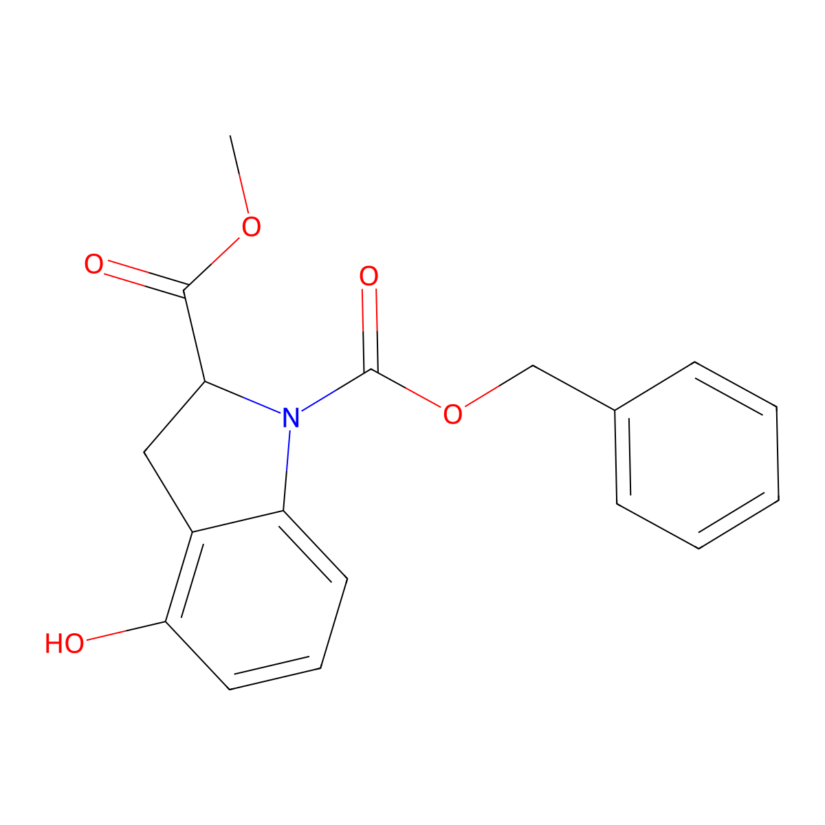 1-benzyl 2-methyl 4-hydroxy-2,3-dihydro-1H-indole-1,2-dicarboxylate molecular structure, CAS 2680619-33-2