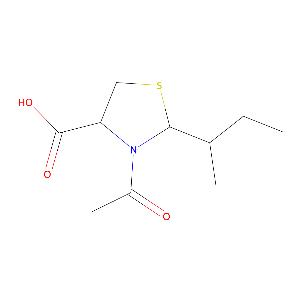 3-Acetyl-2-(butan-2-yl)-1,3-thiazolidine-4-carboxylic acid molecular structure, CAS 2680619-37-6