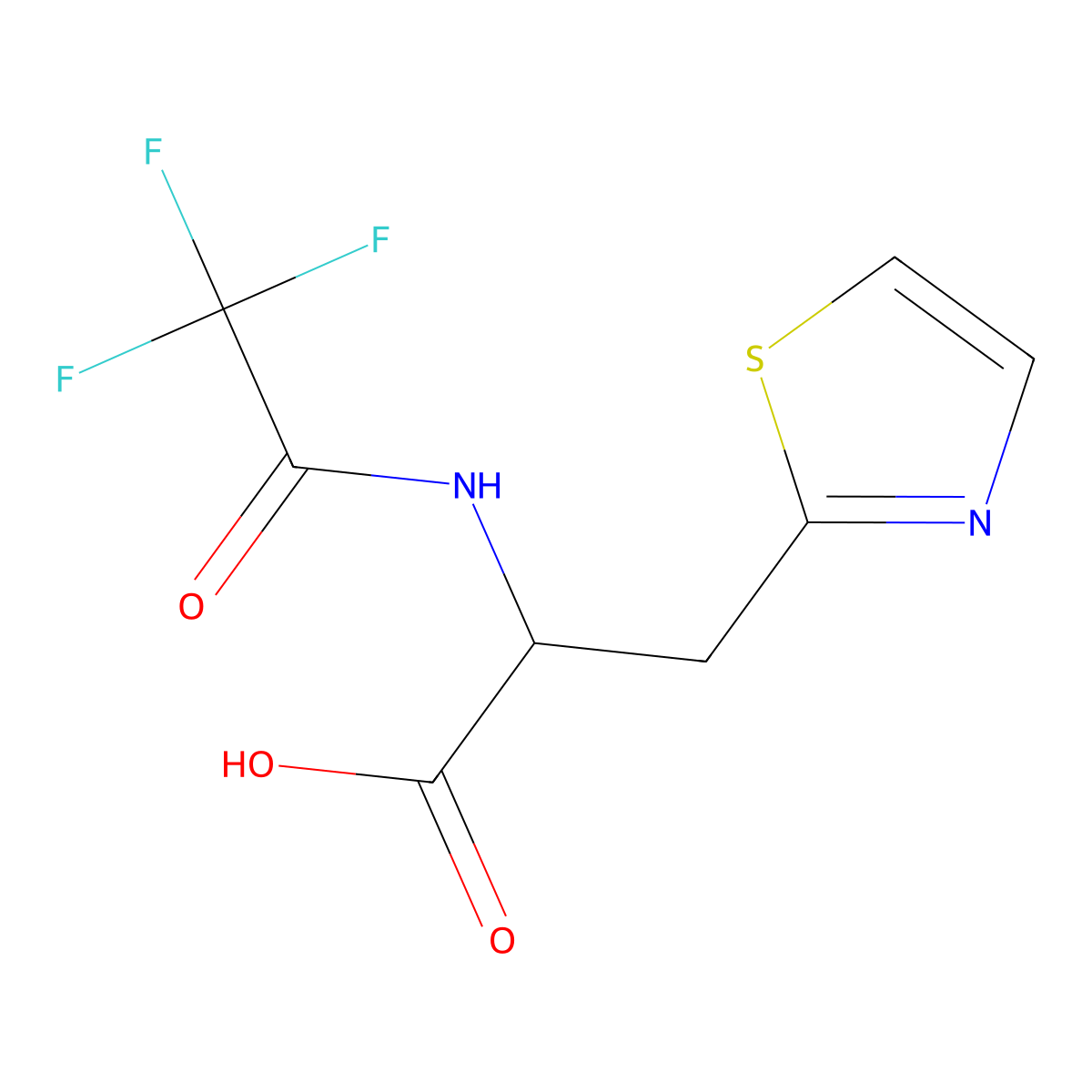 3-(1,3-Thiazol-2-yl)-2-(trifluoroacetamido)propanoic acid molecular structure, CAS 2680619-38-7