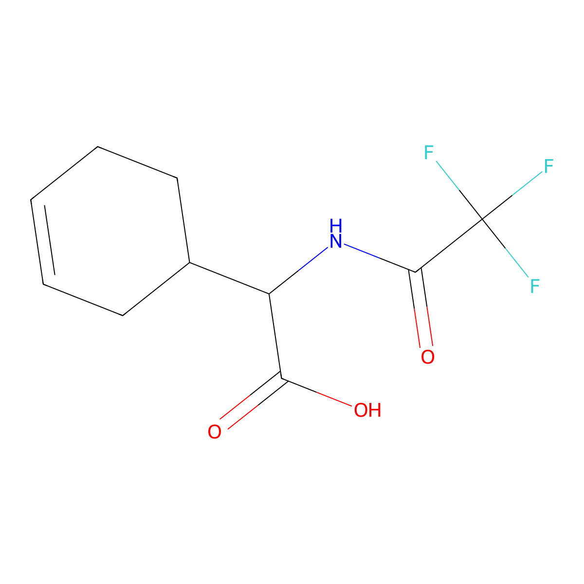 2-(Cyclohex-3-en-1-yl)-2-(2,2,2-trifluoroacetamido)acetic acid molecular structure, CAS 2680619-42-3