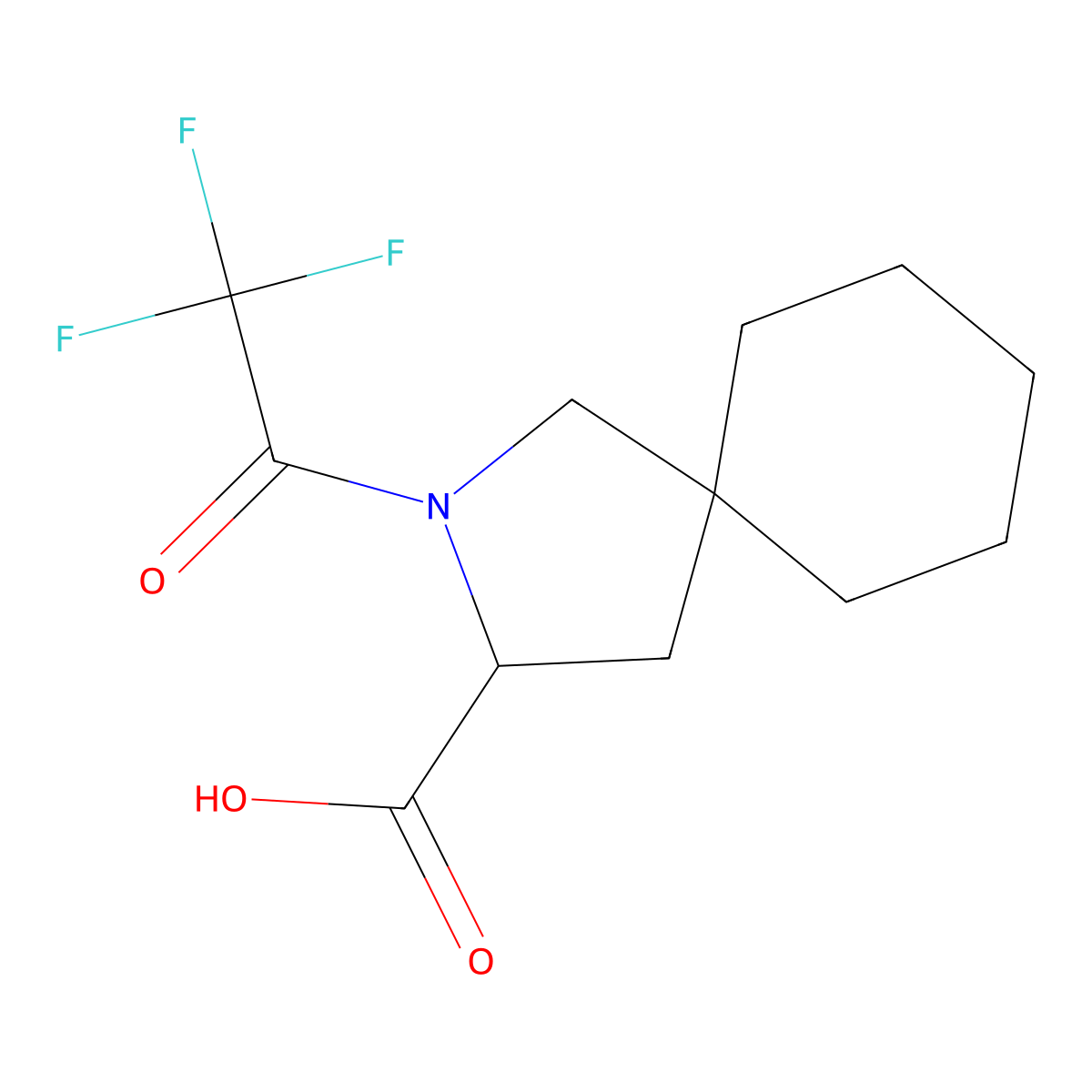 2-(2,2,2-Trifluoroacetyl)-2-azaspiro[4.5]decane-3-carboxylic acid molecular structure, CAS 2680619-47-8