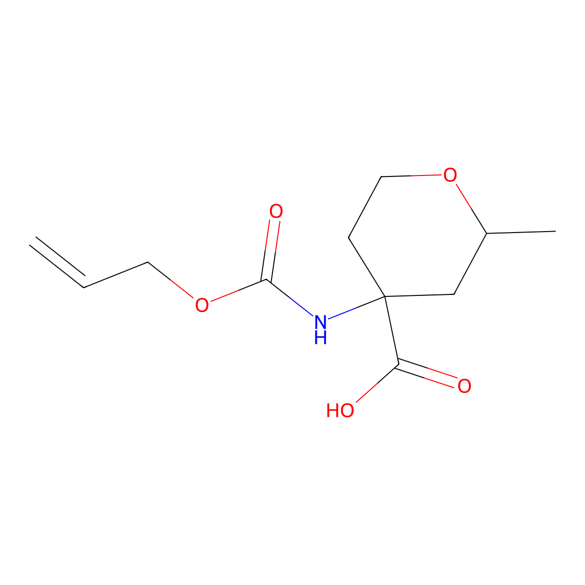 2-Methyl-4-{[(prop-2-en-1-yloxy)carbonyl]amino}oxane-4-carboxylic acid molecular structure, CAS 2680619-49-0
