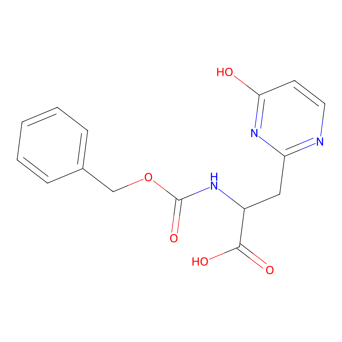 2-{[(Benzyloxy)carbonyl]amino}-3-(4-hydroxypyrimidin-2-yl)propanoic acid molecular structure, CAS 2680619-54-7