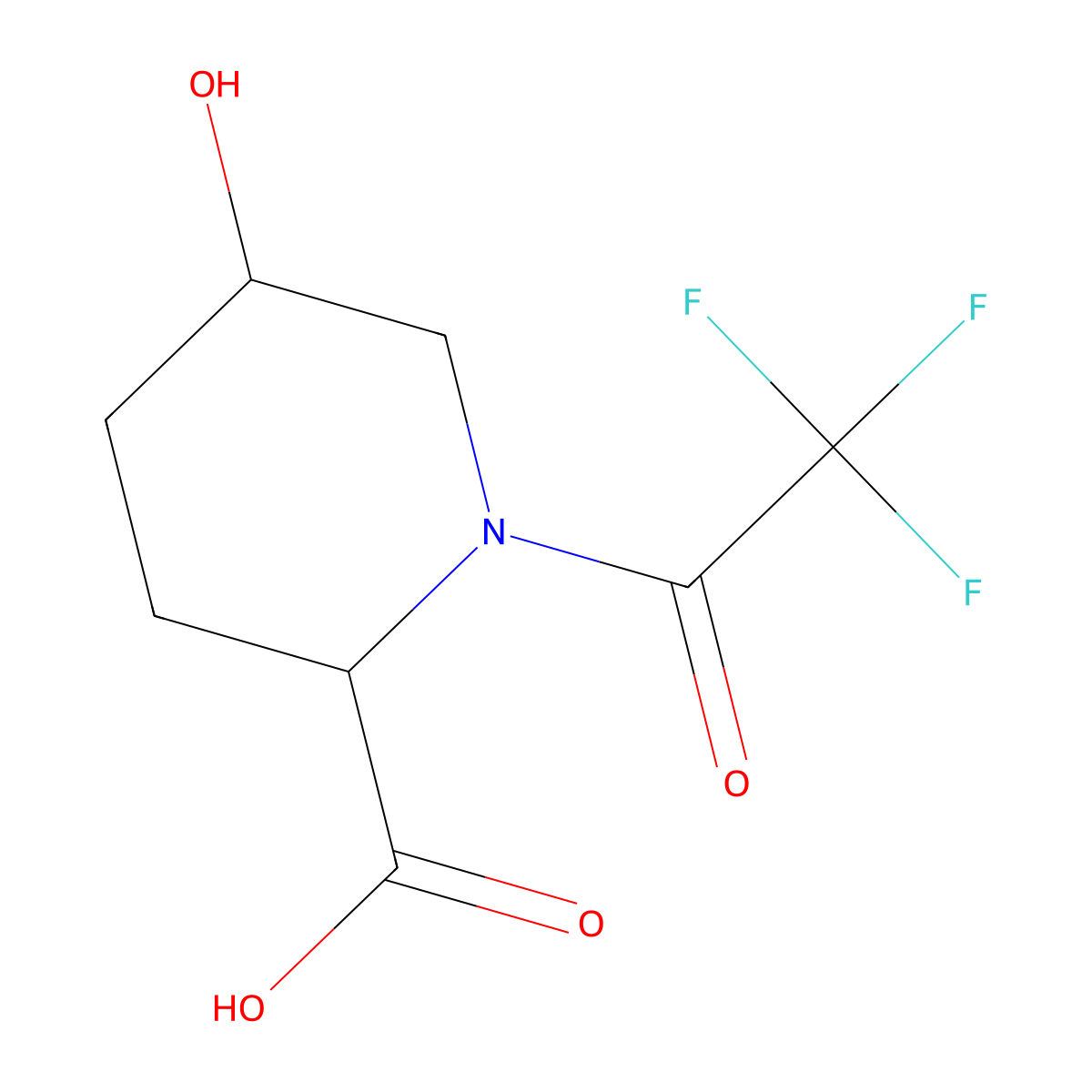 5-Hydroxy-1-(2,2,2-trifluoroacetyl)piperidine-2-carboxylic acid molecular structure, CAS 2680619-56-9