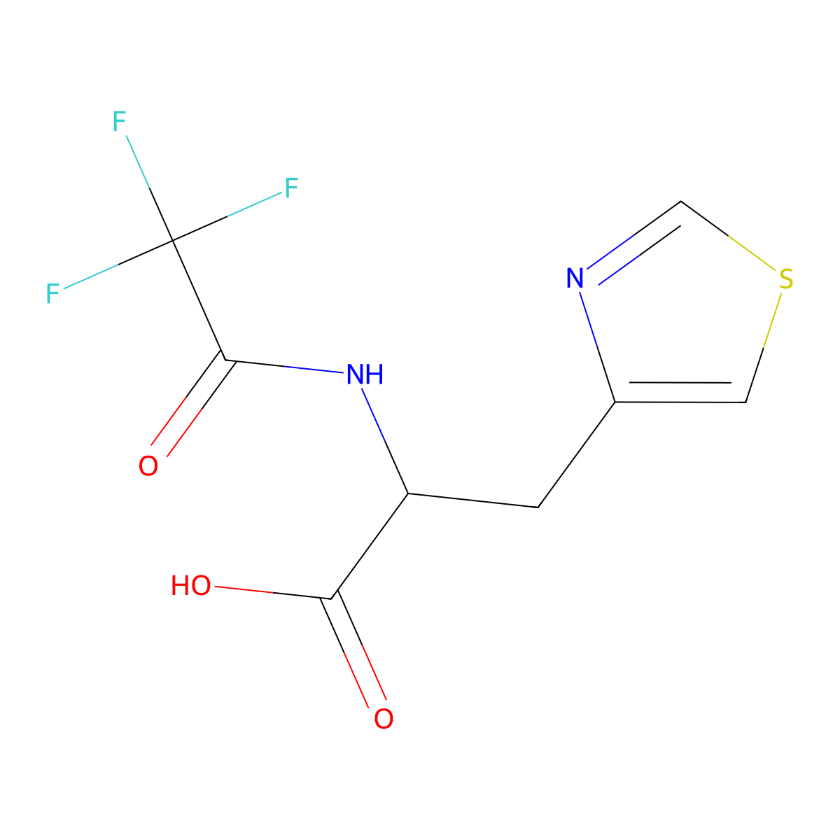 3-(1,3-Thiazol-4-yl)-2-(2,2,2-trifluoroacetamido)propanoic acid molecular structure, CAS 2680619-57-0