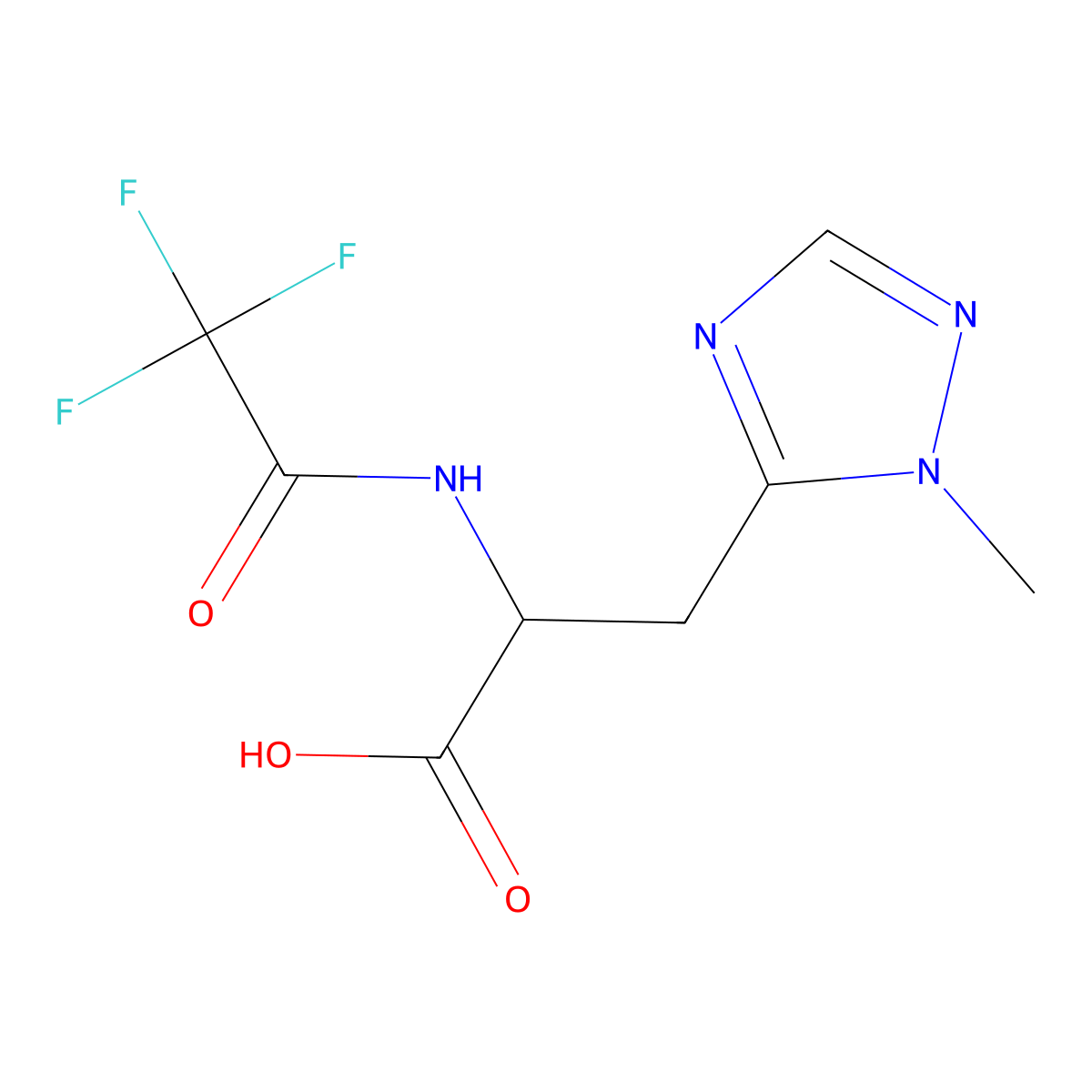 3-(1-methyl-1H-1,2,4-triazol-5-yl)-2-(2,2,2-trifluoroacetamido)propanoic acid molecular structure, CAS 2680619-60-5