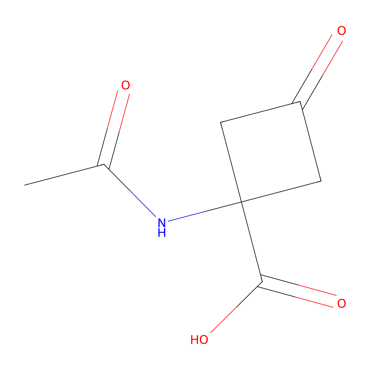 1-Acetamido-3-oxocyclobutane-1-carboxylic acid molecular structure, CAS 2680619-67-2
