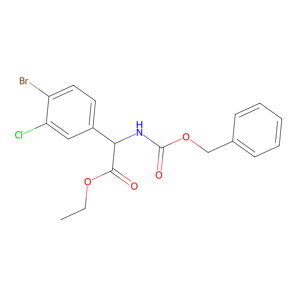 Ethyl 2-{[(benzyloxy)carbonyl]amino}-2-(4-bromo-3-chlorophenyl)acetate molecular structure, CAS 2680619-71-8