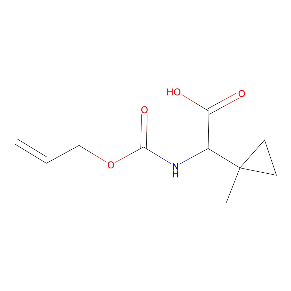 2-(1-Methylcyclopropyl)-2-{[(prop-2-en-1-yloxy)carbonyl]amino}acetic acid molecular structure, CAS 2680619-73-0