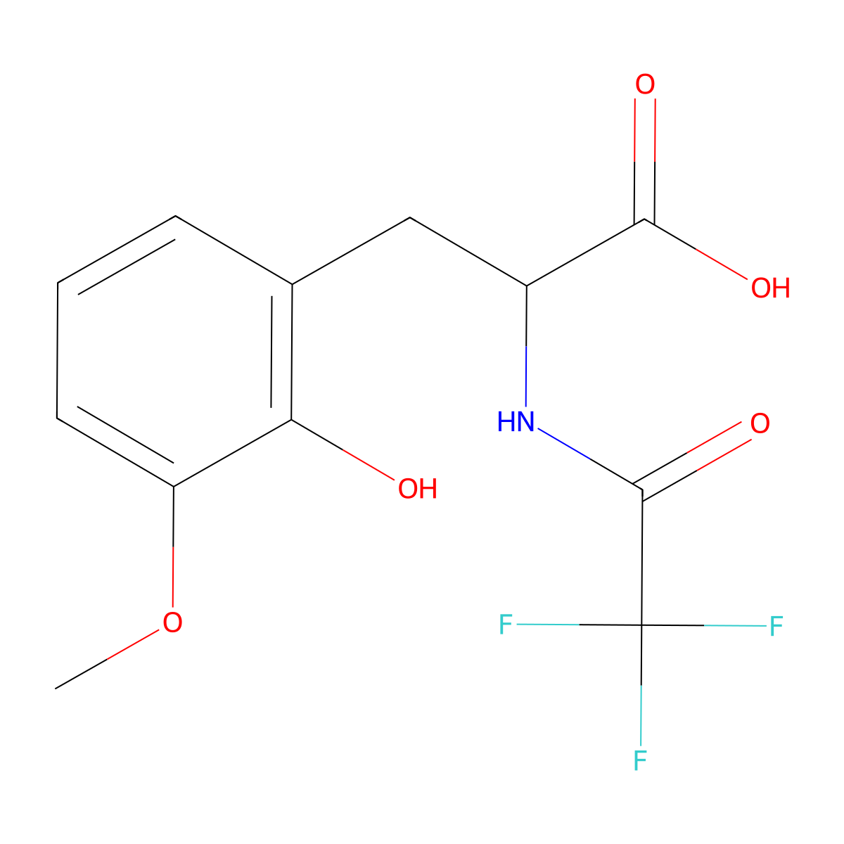 3-(2-Hydroxy-3-methoxyphenyl)-2-(2,2,2-trifluoroacetamido)propanoic acid molecular structure, CAS 2680619-75-2