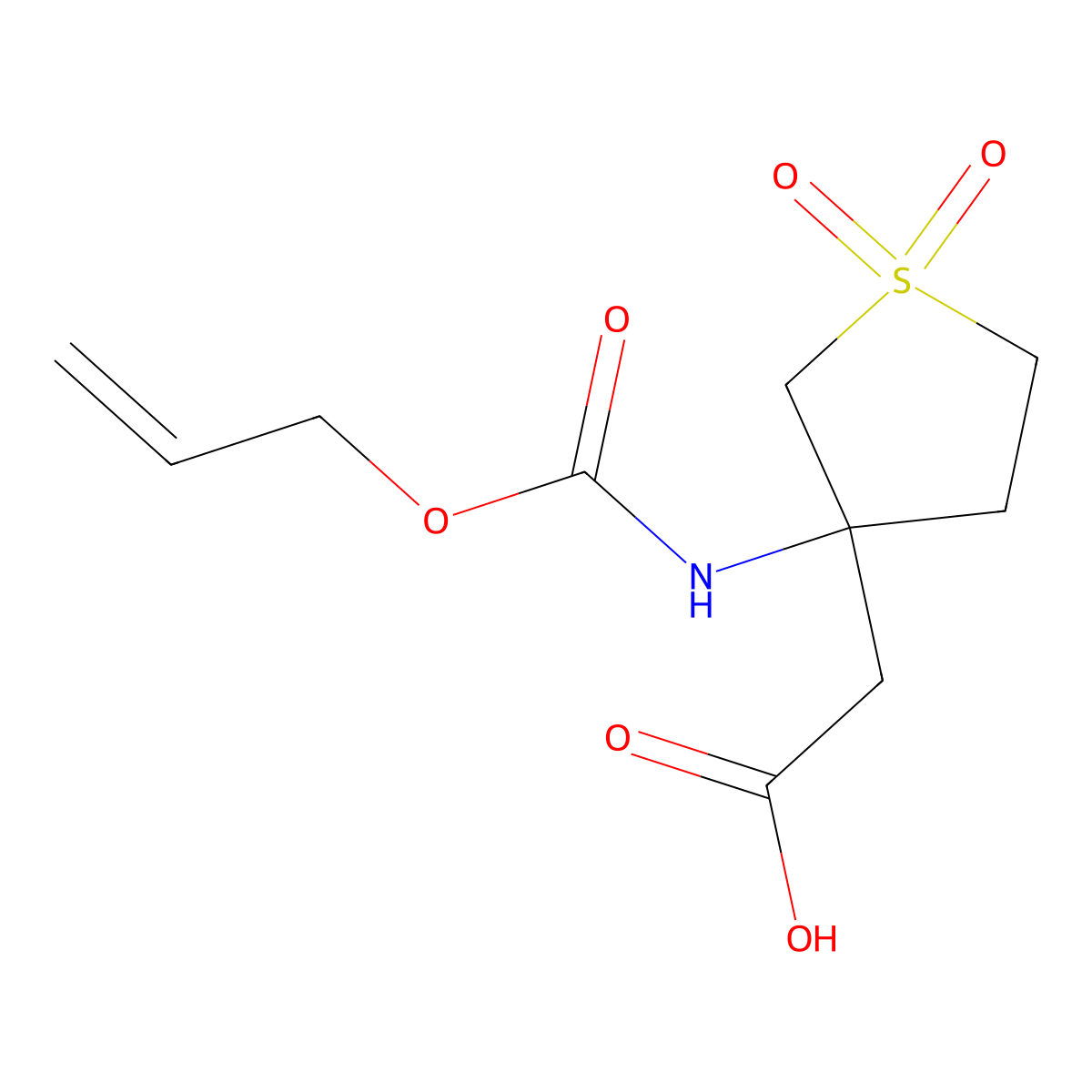 2-(1,1-Dioxo-3-{[(prop-2-en-1-yloxy)carbonyl]amino}-1lambda6-thiolan-3-yl)acetic acid molecular structure, CAS 2680619-76-3