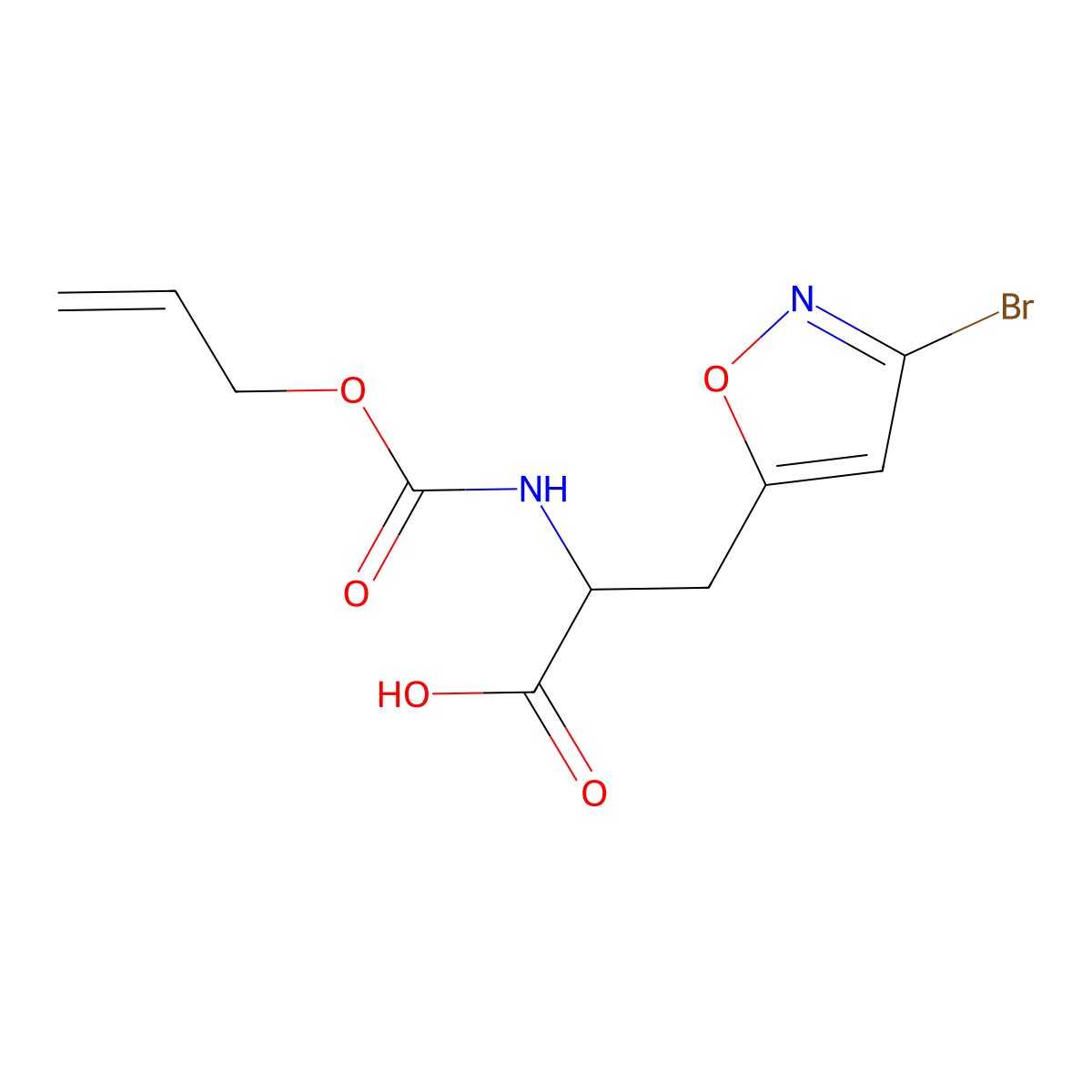 3-(3-Bromo-1,2-oxazol-5-yl)-2-{[(prop-2-en-1-yloxy)carbonyl]amino}propanoic acid molecular structure, CAS 2680619-83-2