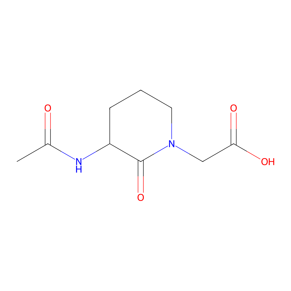 2-(3-Acetamido-2-oxopiperidin-1-yl)acetic acid molecular structure, CAS 2680619-84-3