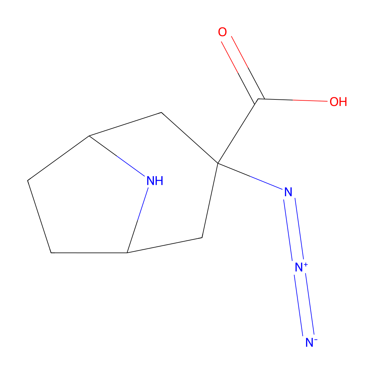 3-Azido-8-azabicyclo[3.2.1]octane-3-carboxylic acid molecular structure, CAS 2680619-88-7